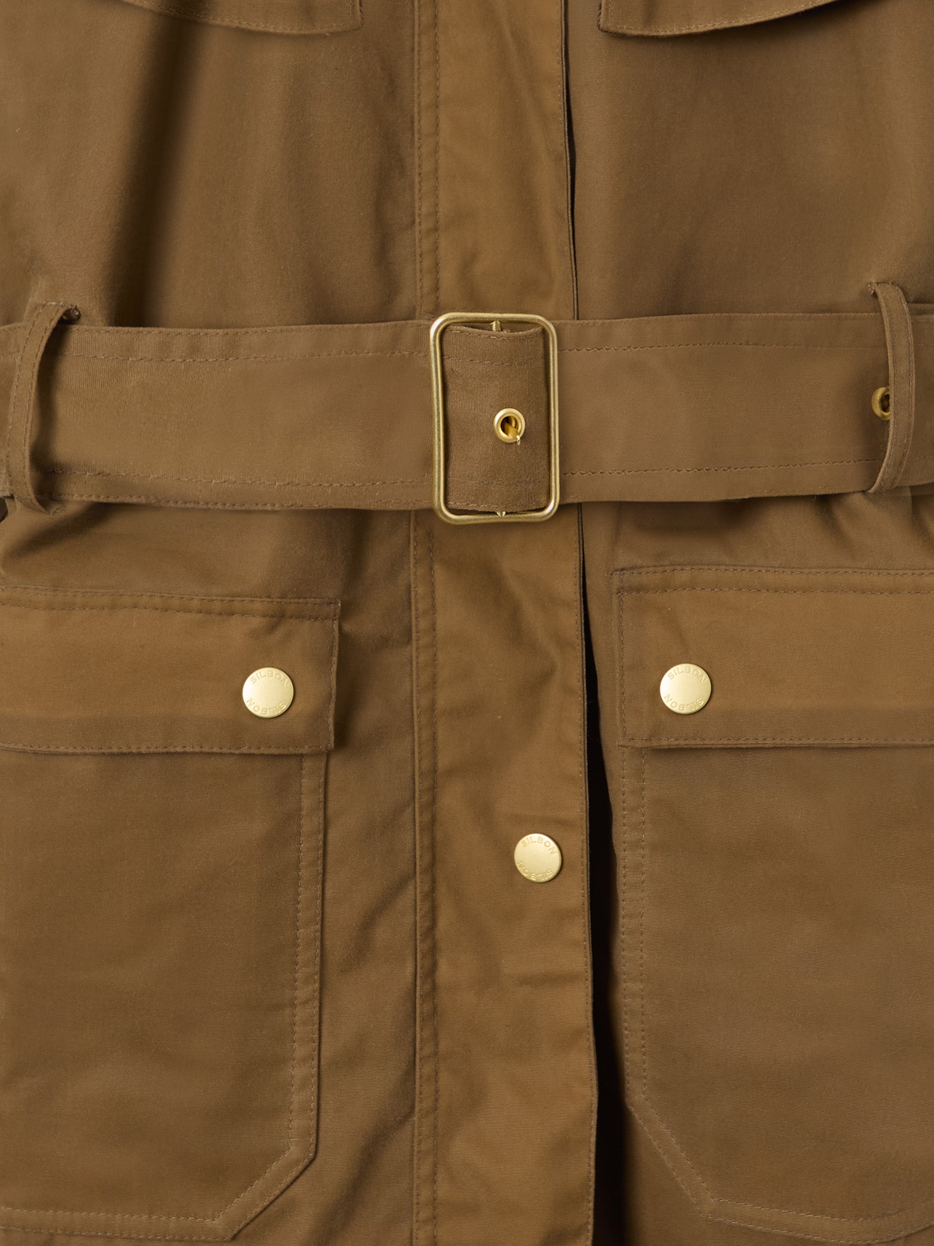 Parka larga encerada camel