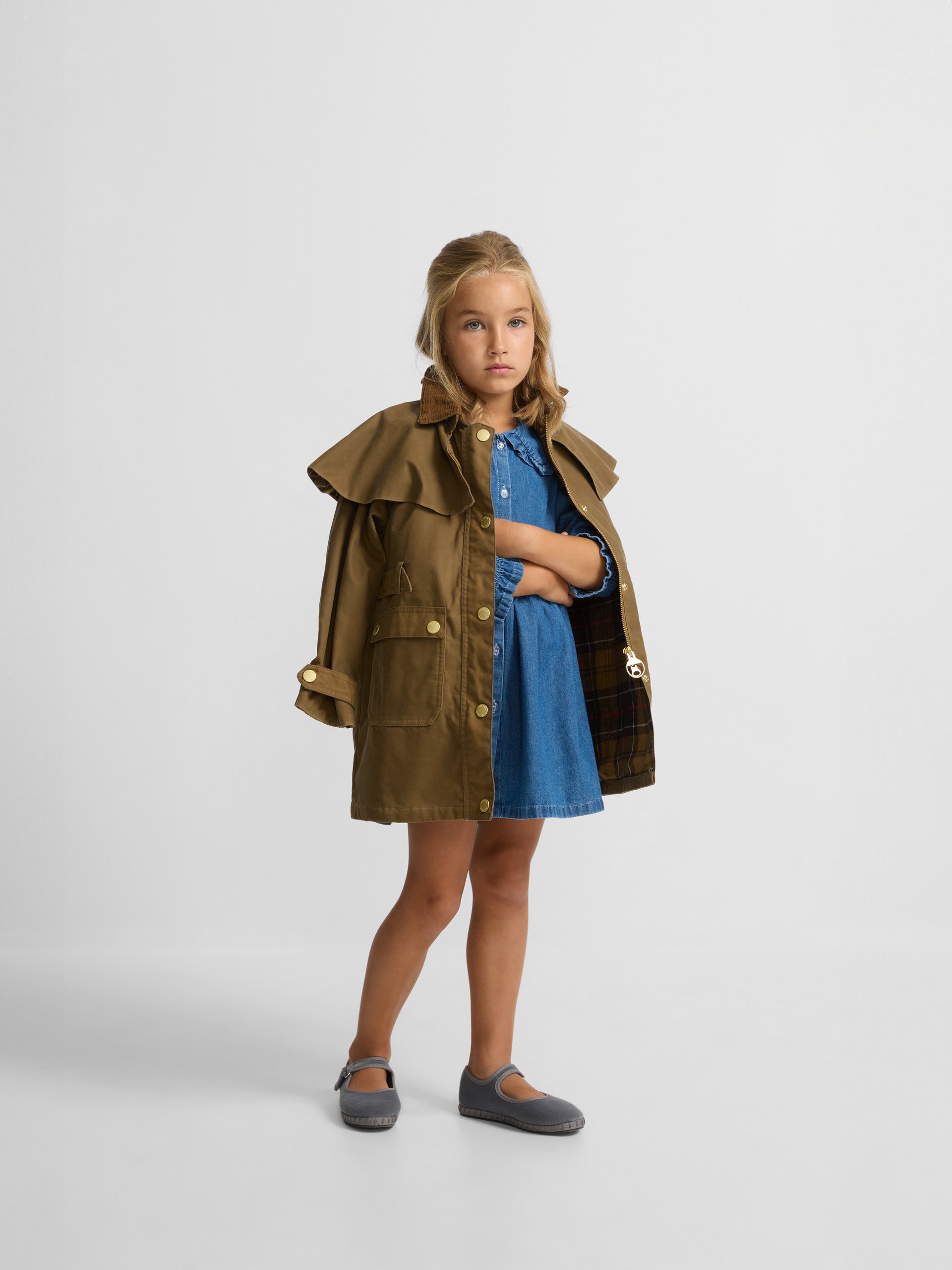 Parka girl larga encerada camel