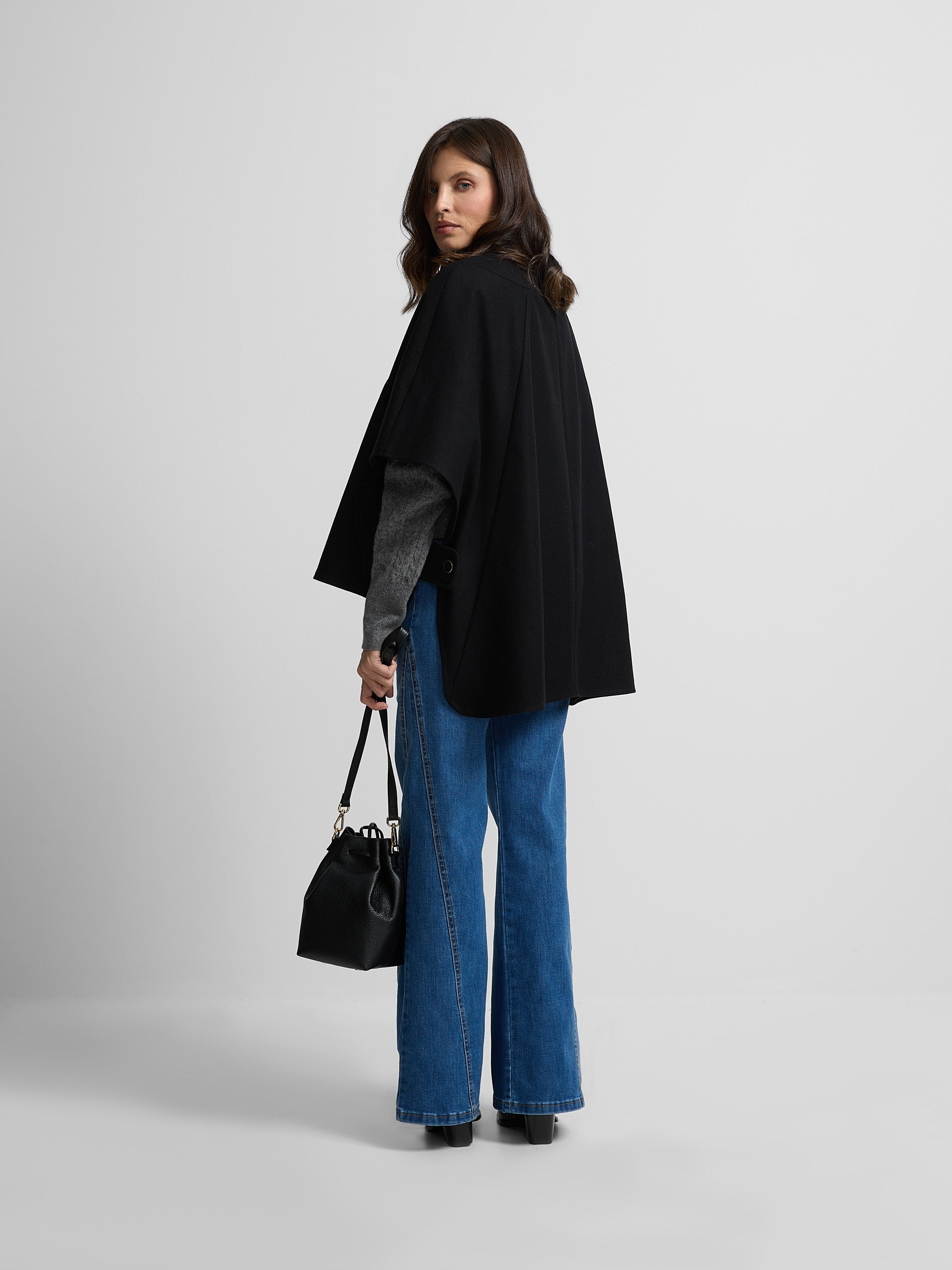 Black button cape