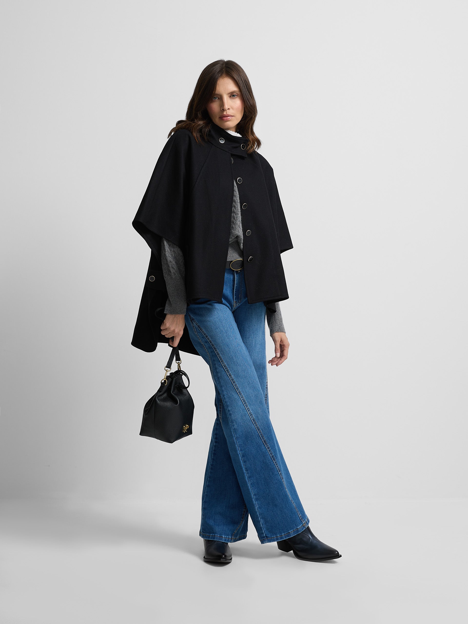 Black button cape