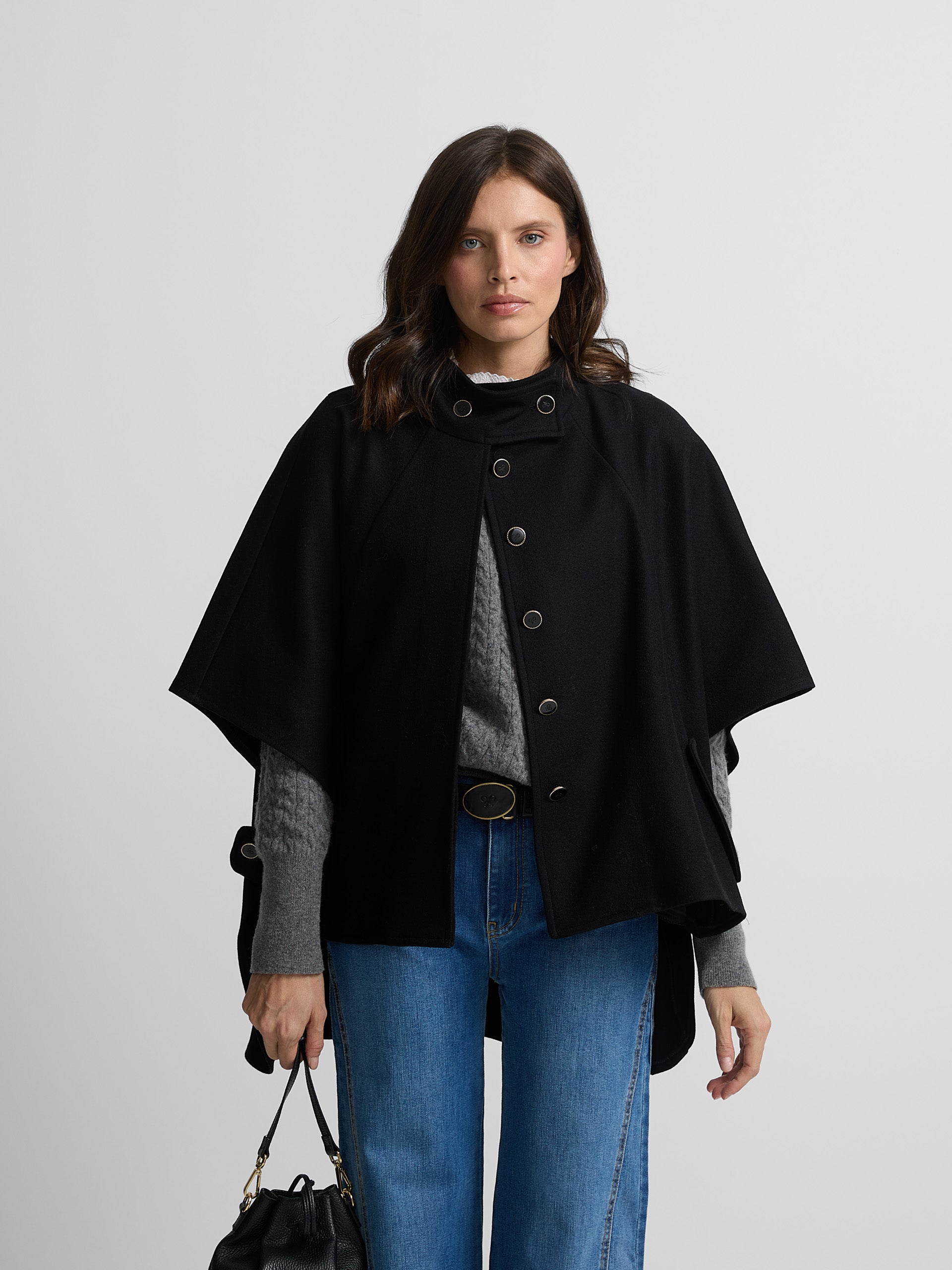 Black button cape