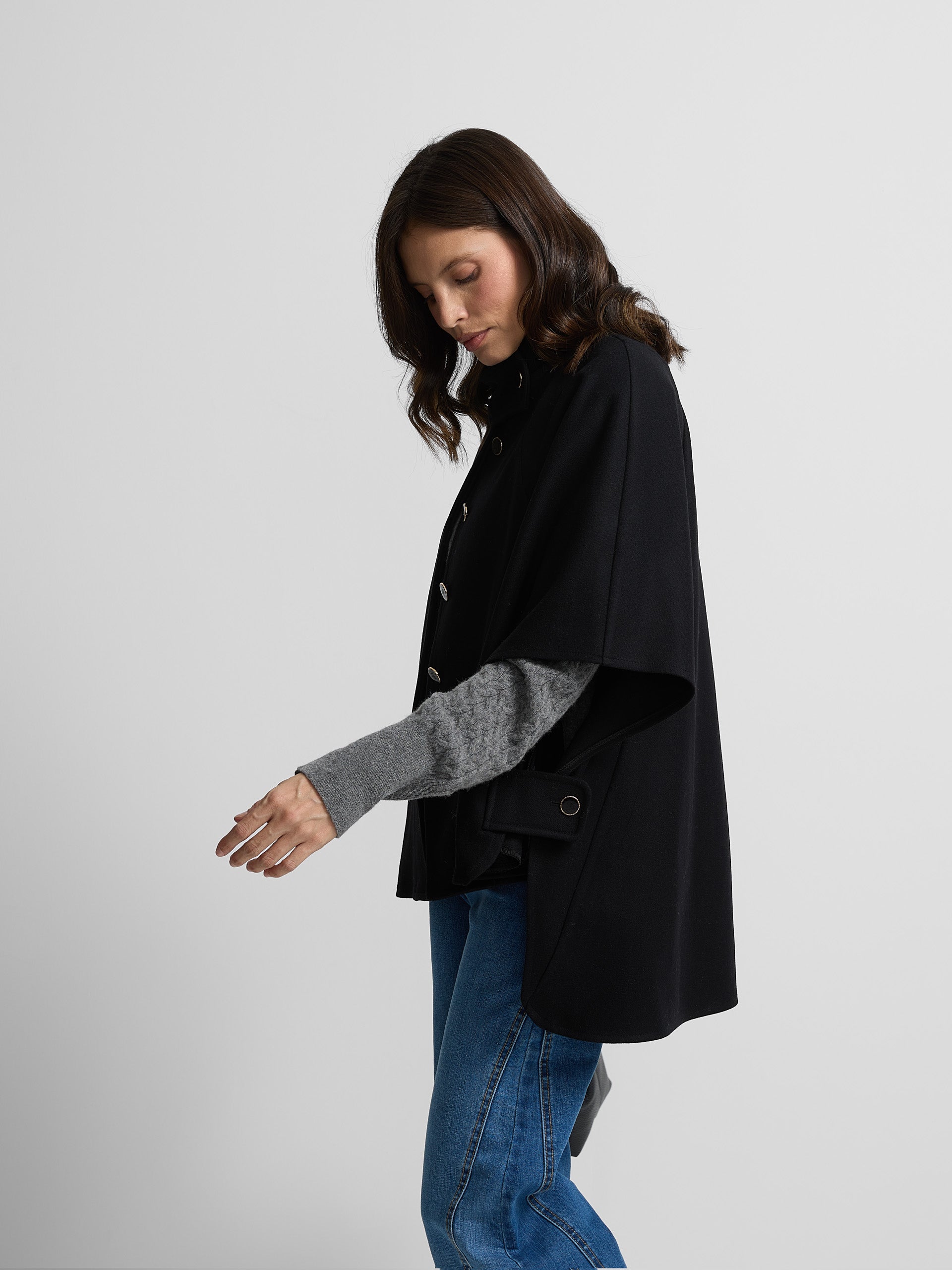 Black button cape