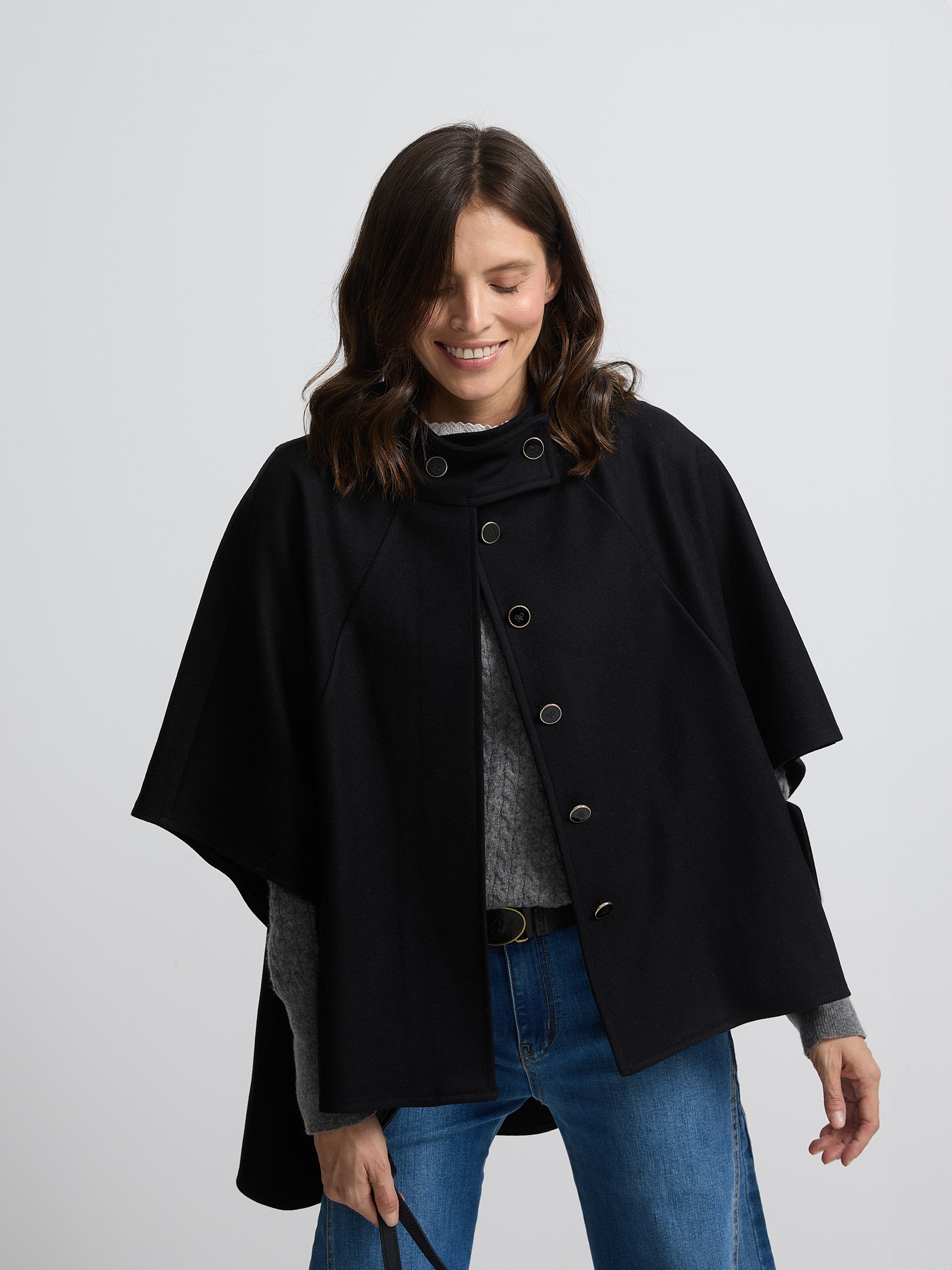 Black button cape