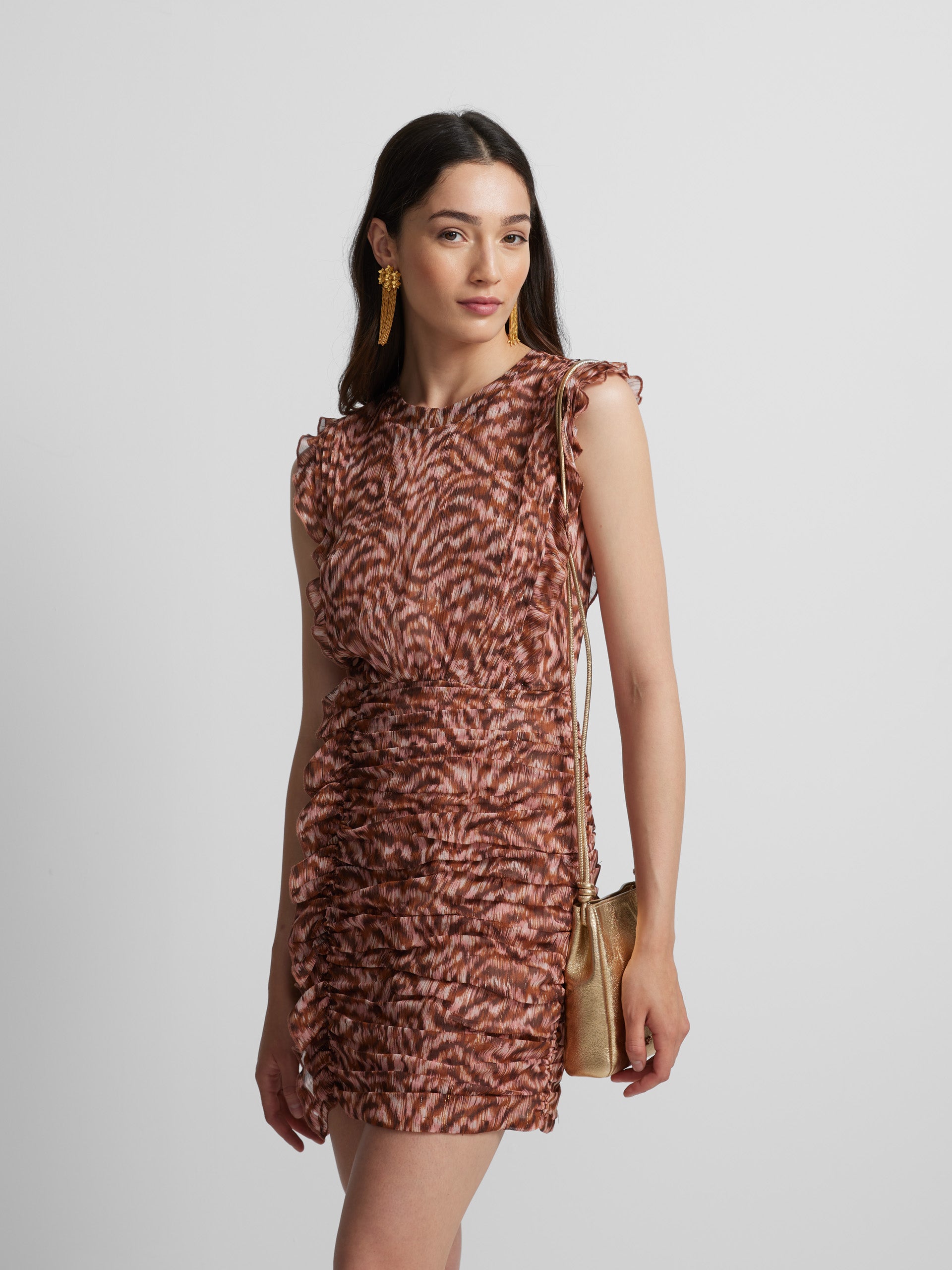 Brown animal print mini dress