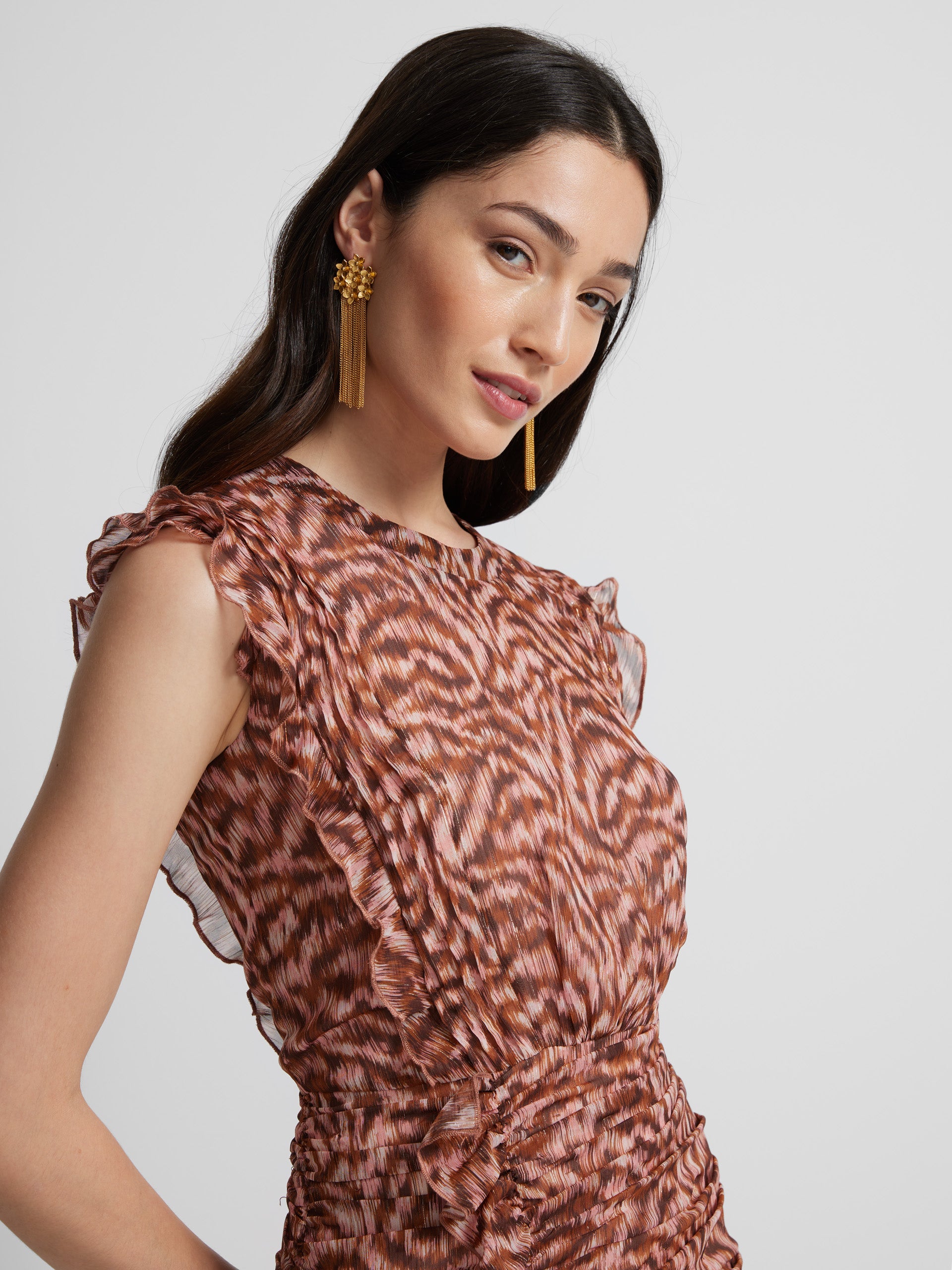 Brown animal print mini dress