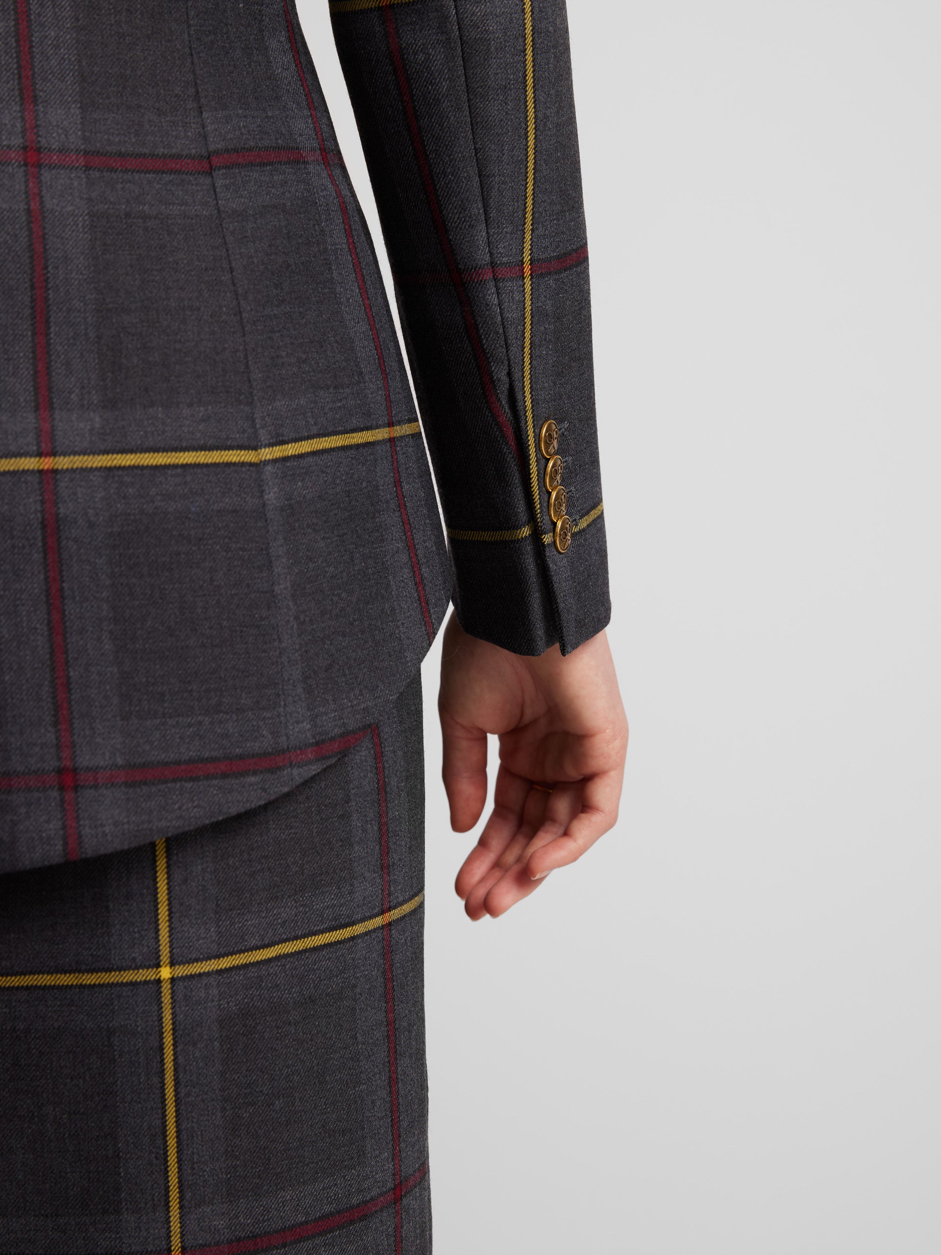 Tartan check grey and burgundy Blazer