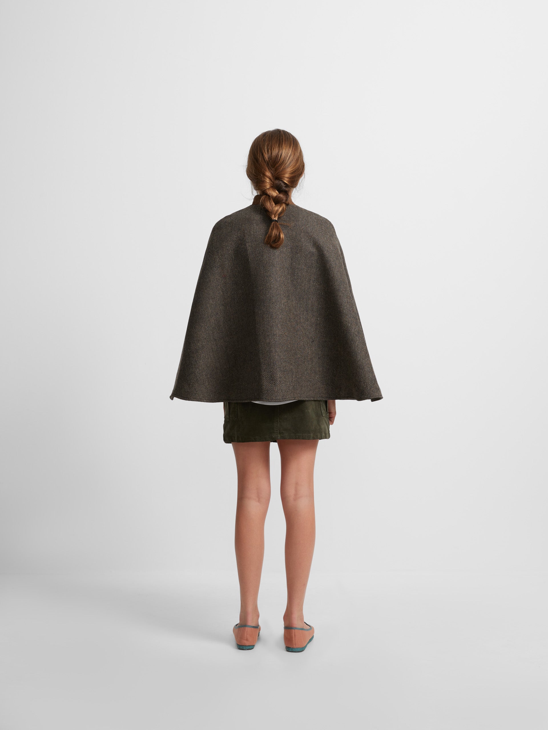 Brown herringbone girl cape