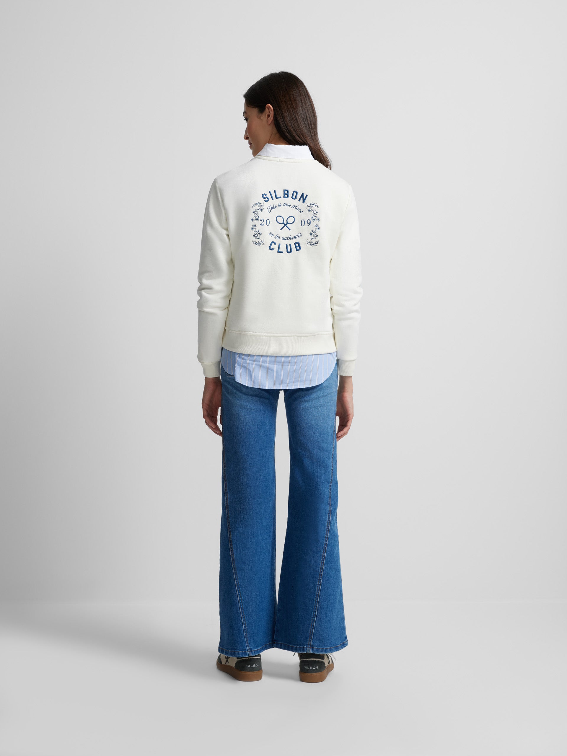 Women's club silbon raw sweatshirt