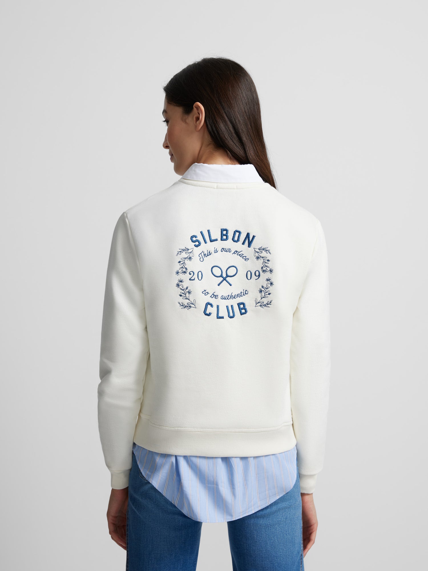 Women's club silbon raw sweatshirt