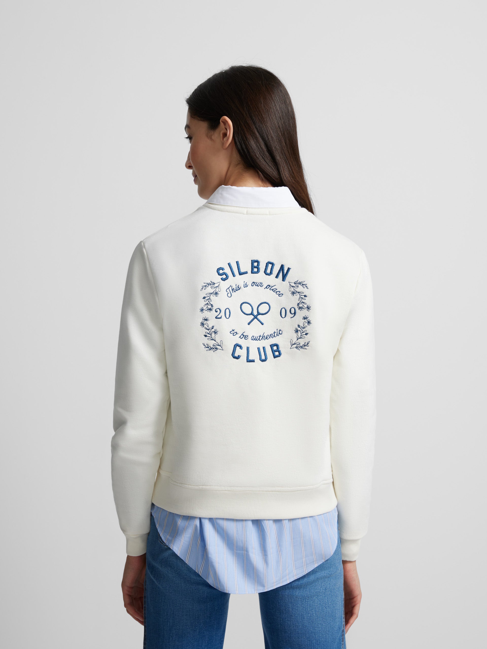 Sudadera woman club silbon cruda