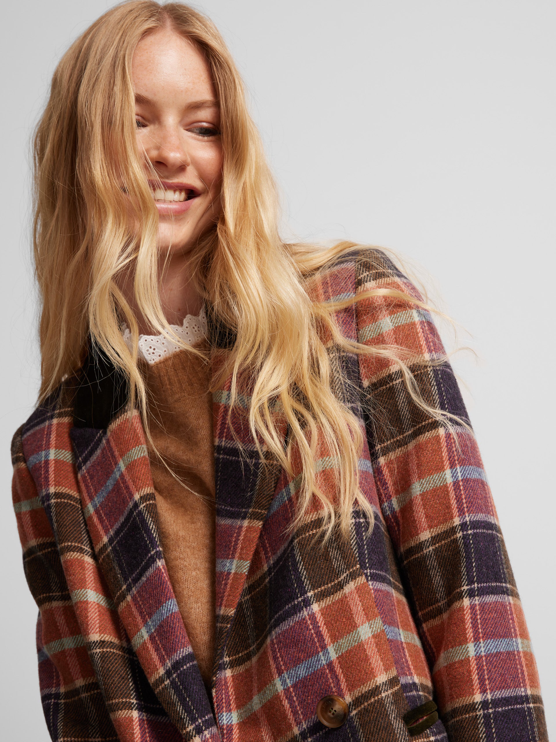 Orange plaid coat