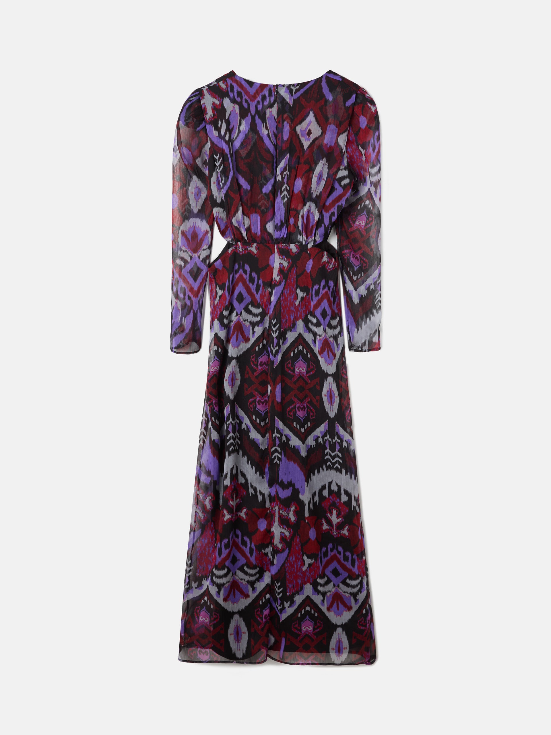 Robe longue froncée imprimé ikat violet