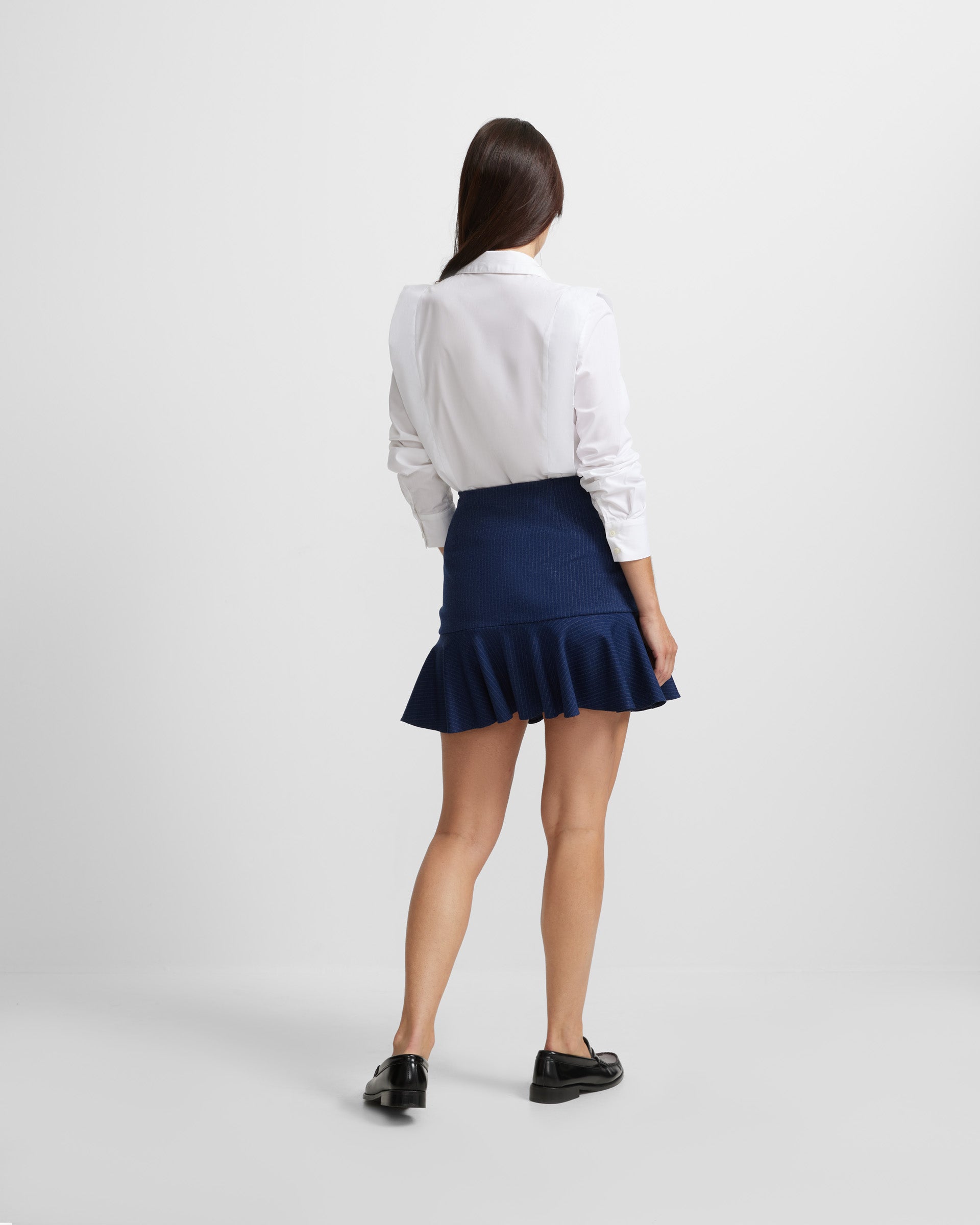 Navy diplomatic stripe bow short skirt