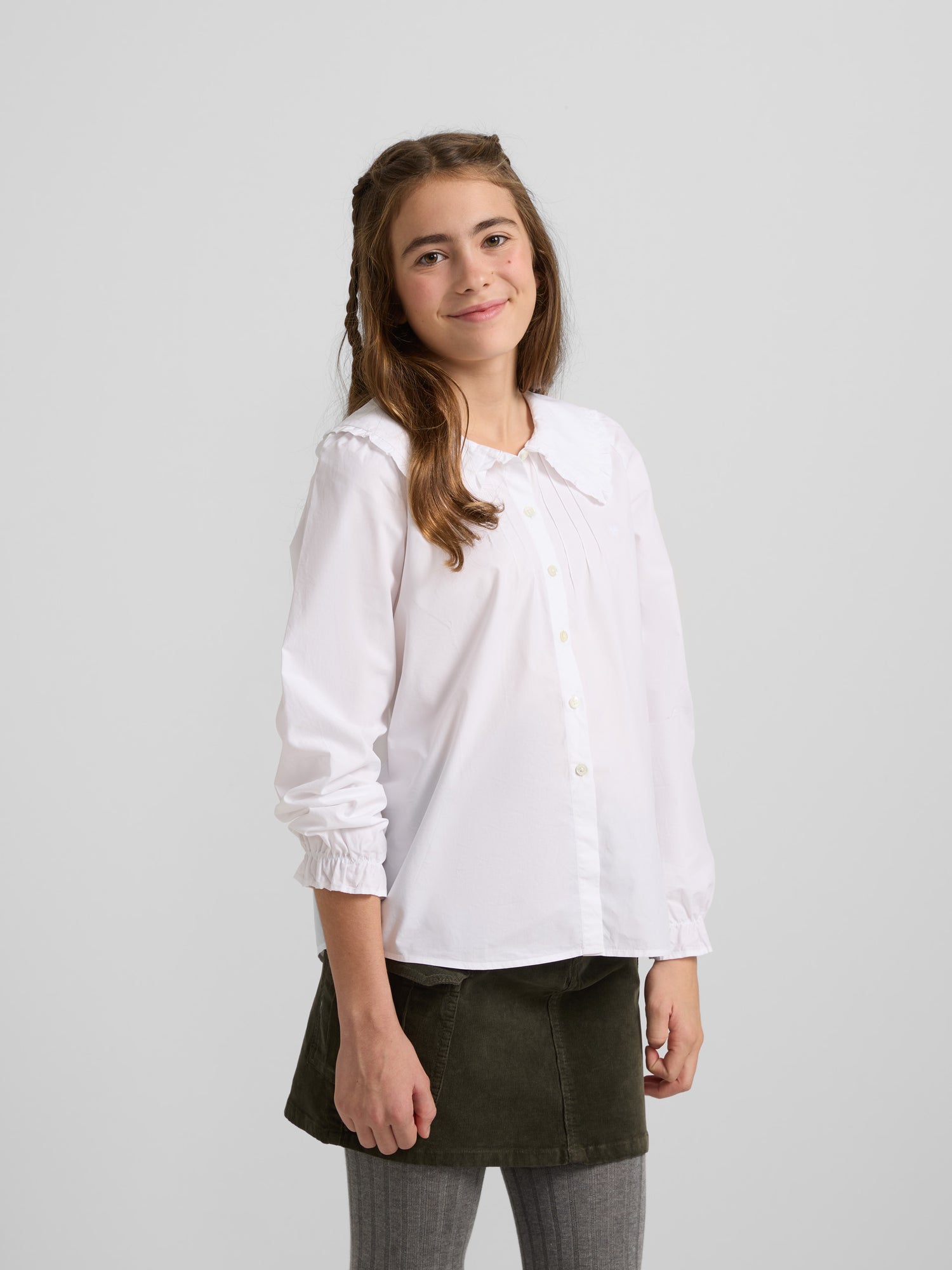 Blusa girl cuello bebe blanca