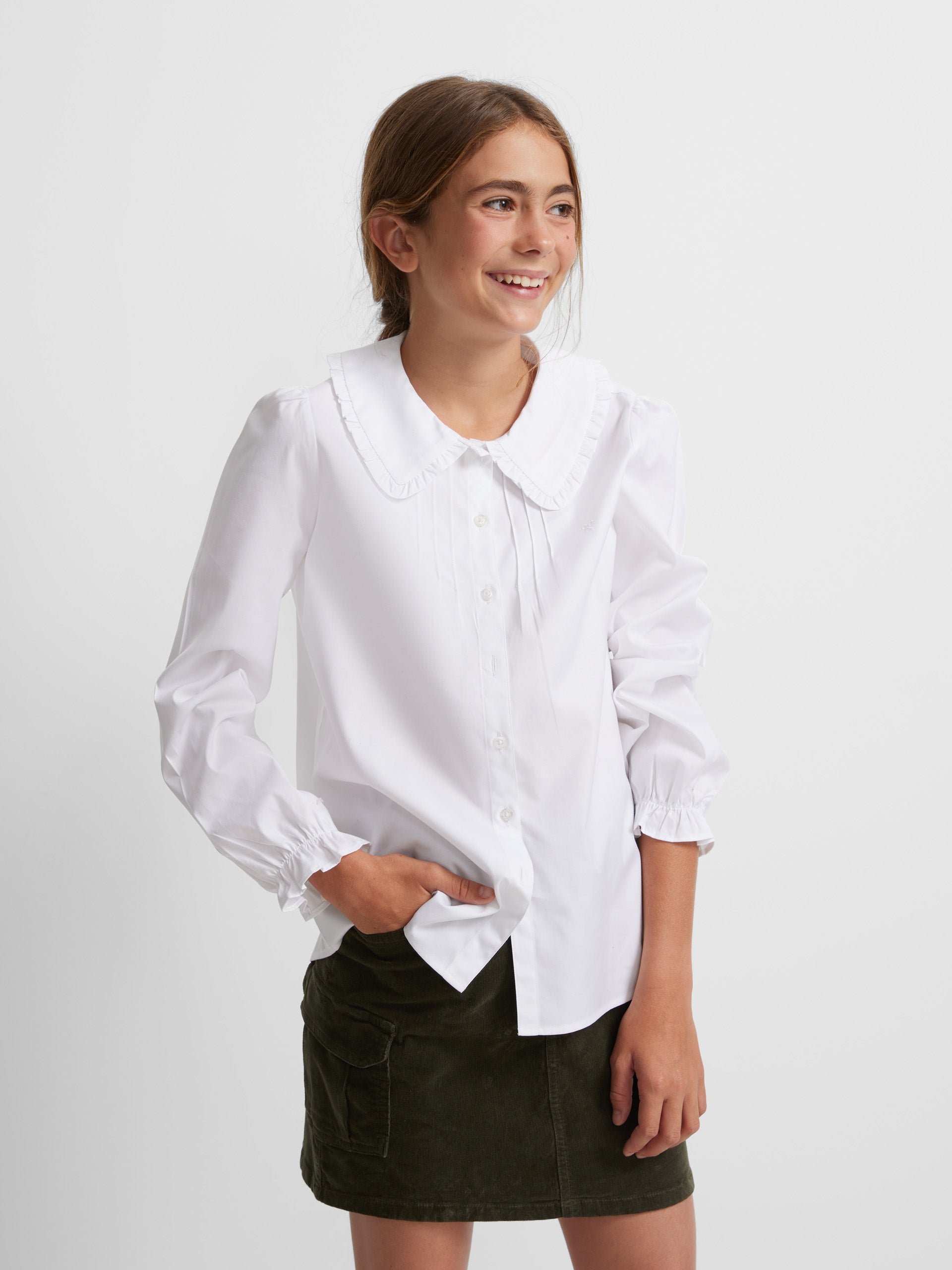 Blouse fille blanche col bébé