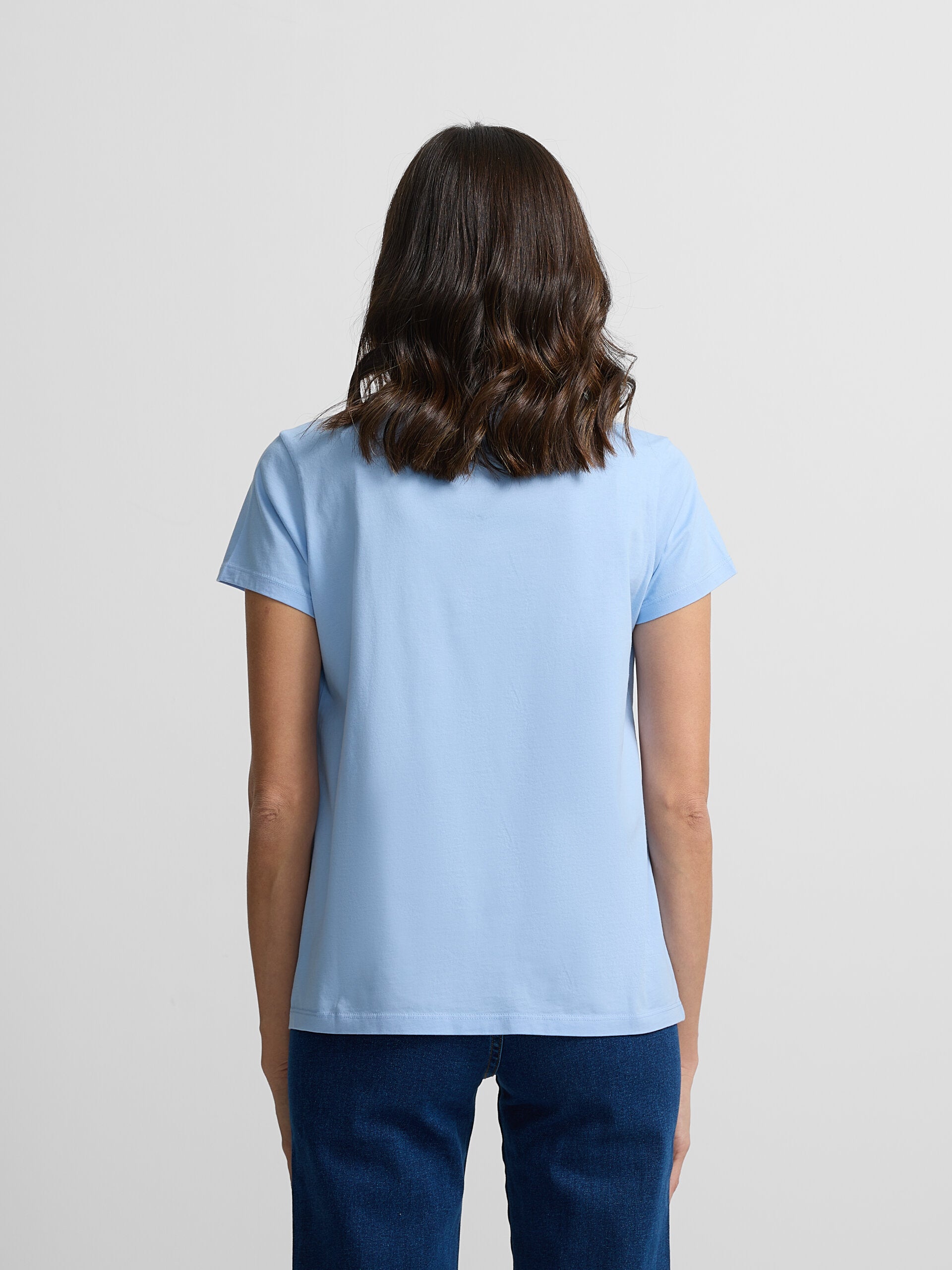 T-shirt femme à fleurs bleu clair