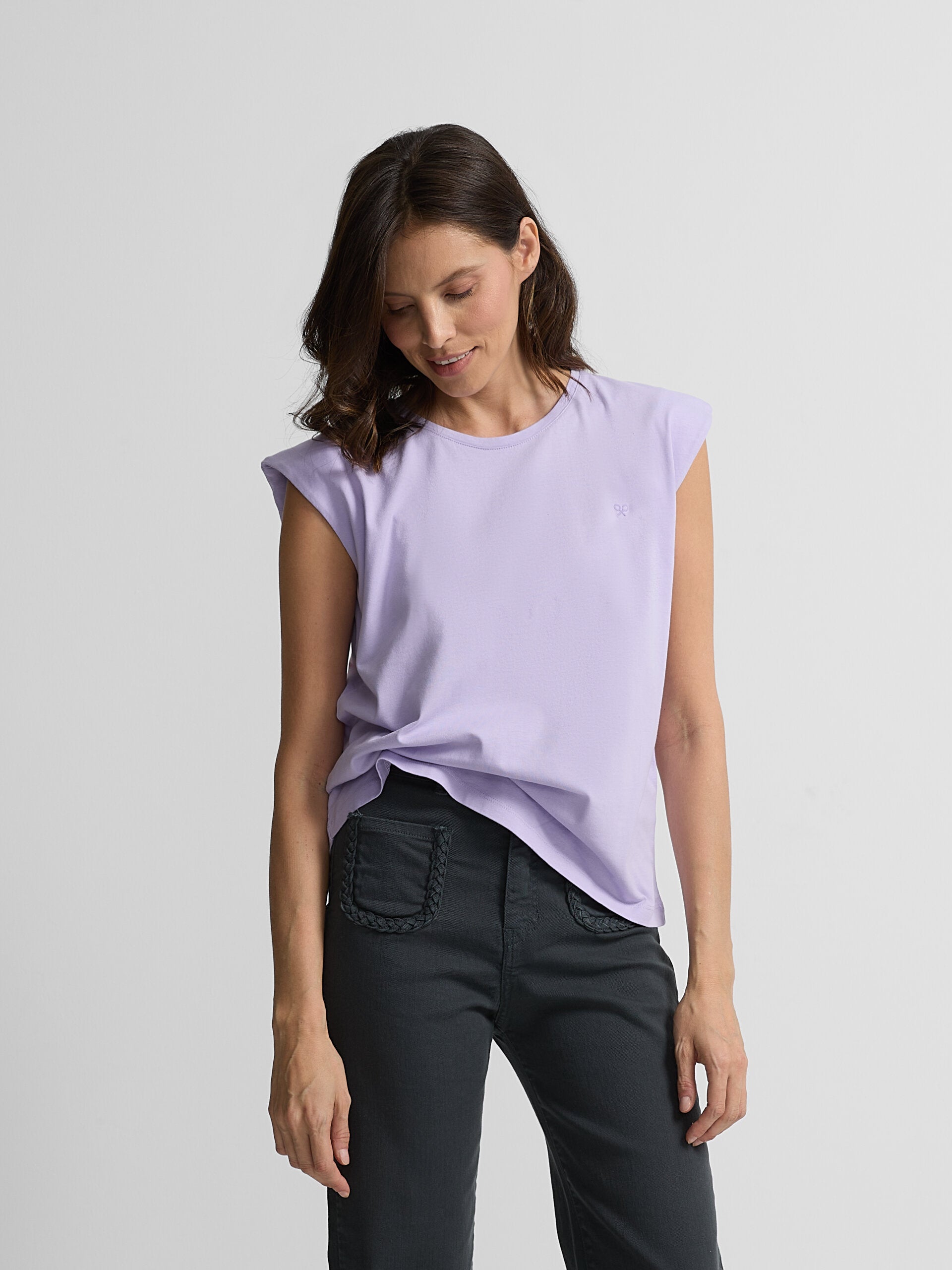 T-shirt femme mini logo soleil lilas