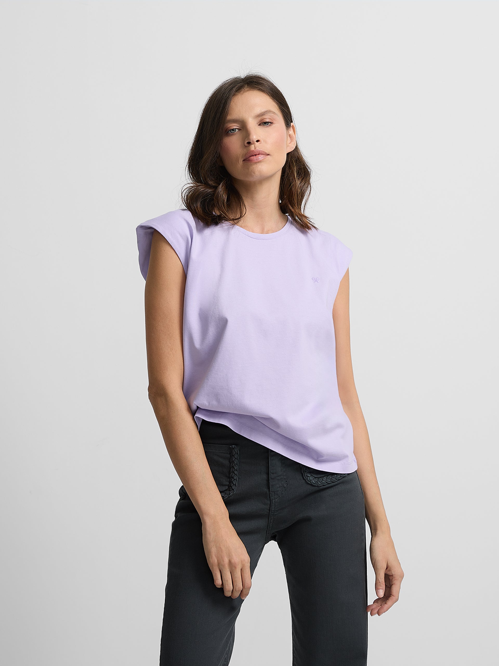 T-shirt femme mini logo soleil lilas