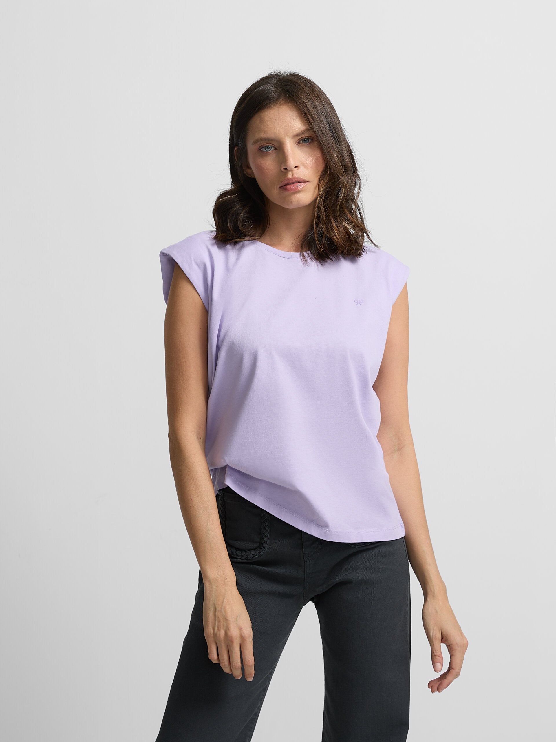 T-shirt femme mini logo soleil lilas