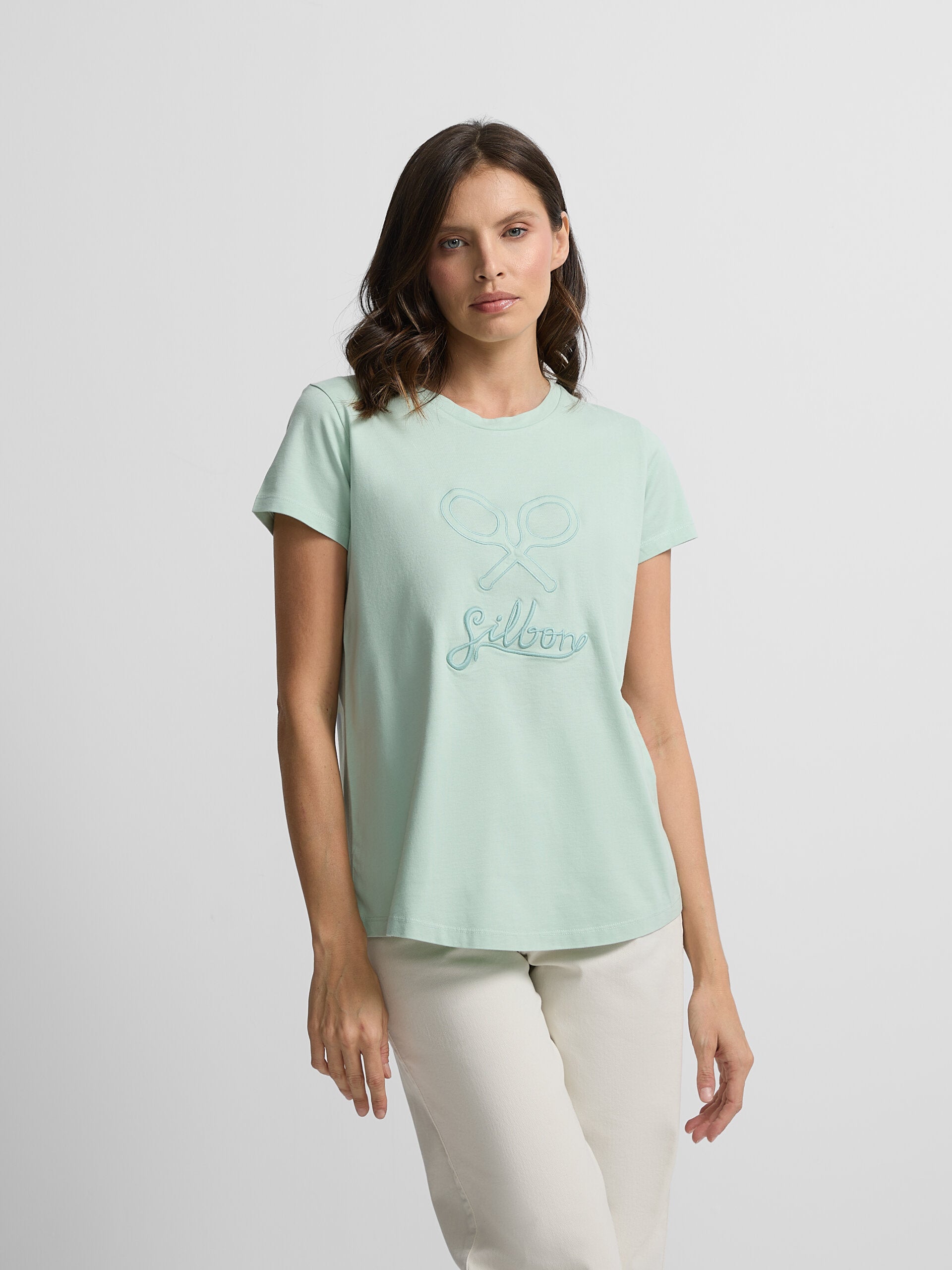 T-shirt femme vert menthe classique