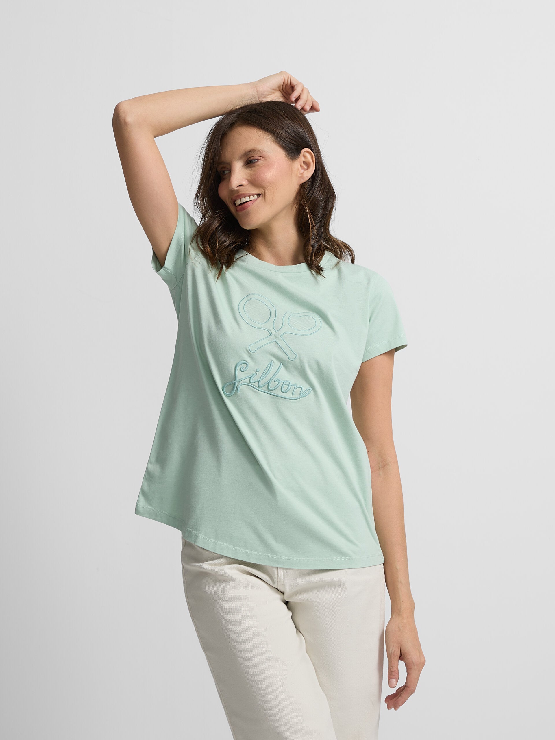 T-shirt femme vert menthe classique