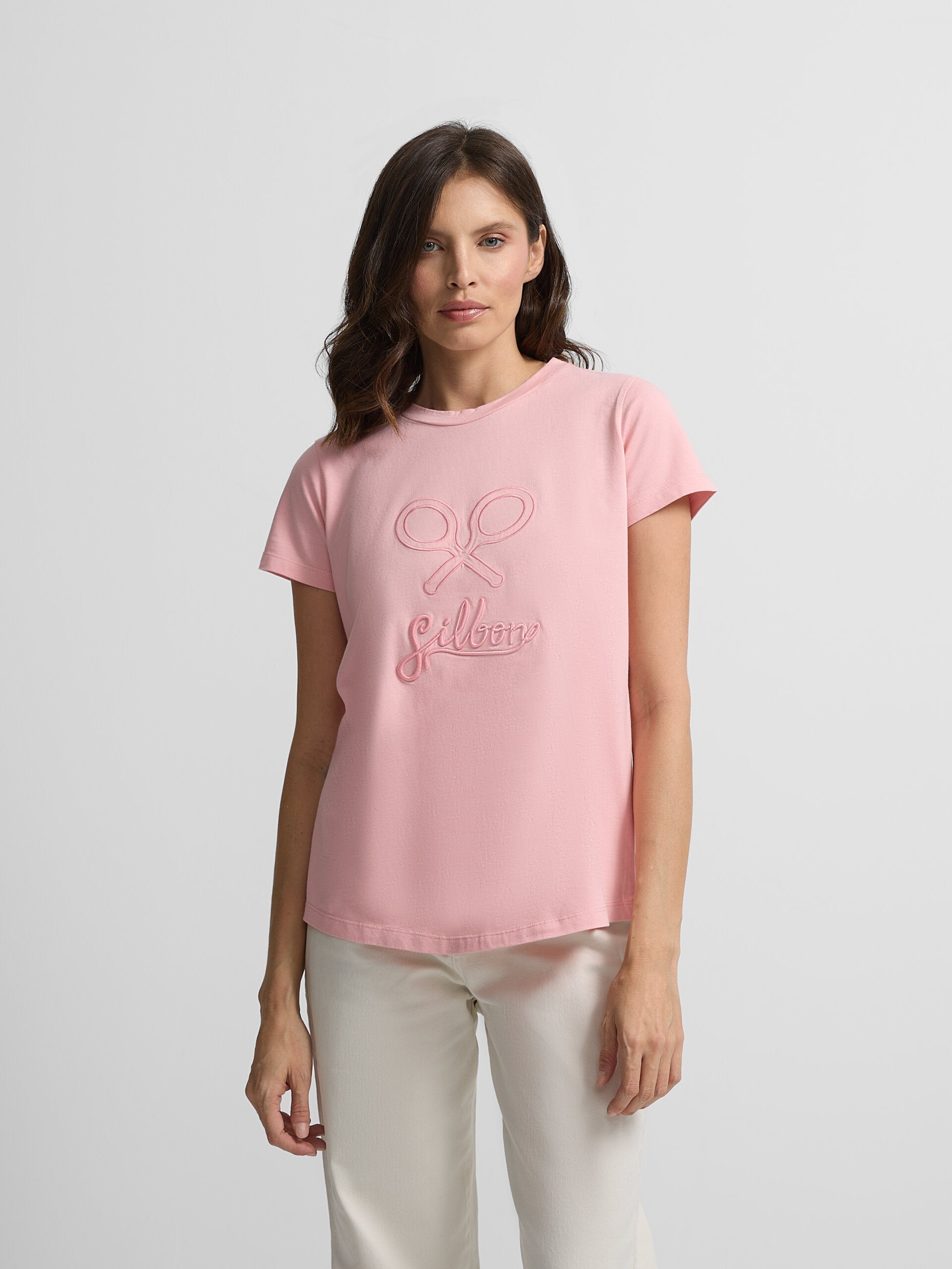 Camiseta woman clasica rosa pastel