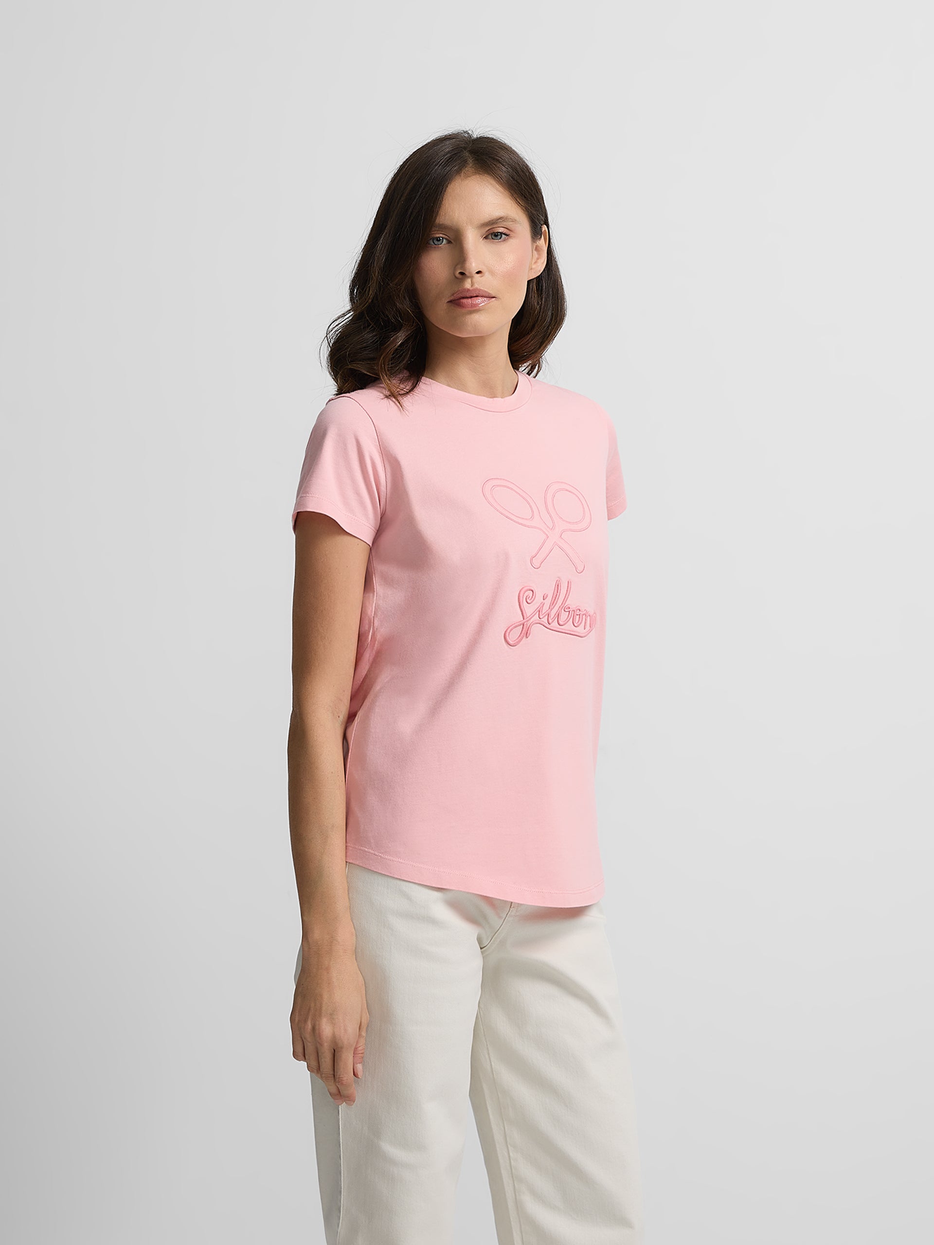 Camiseta woman clasica rosa pastel