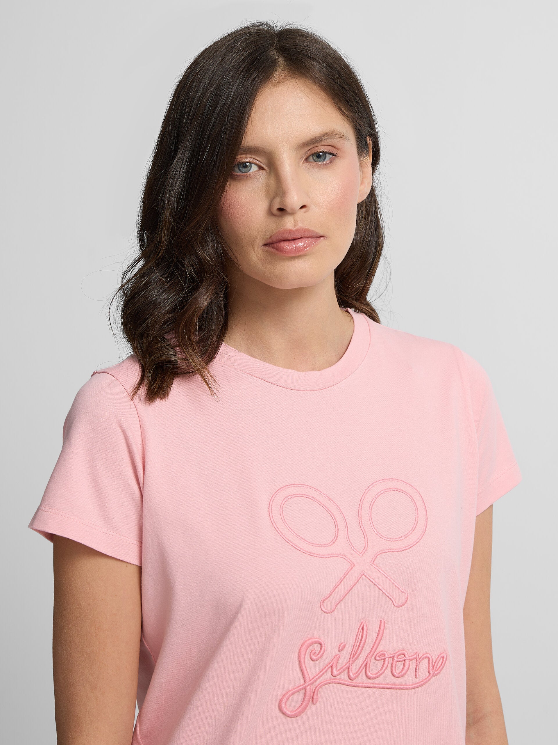 Camiseta woman clasica rosa pastel