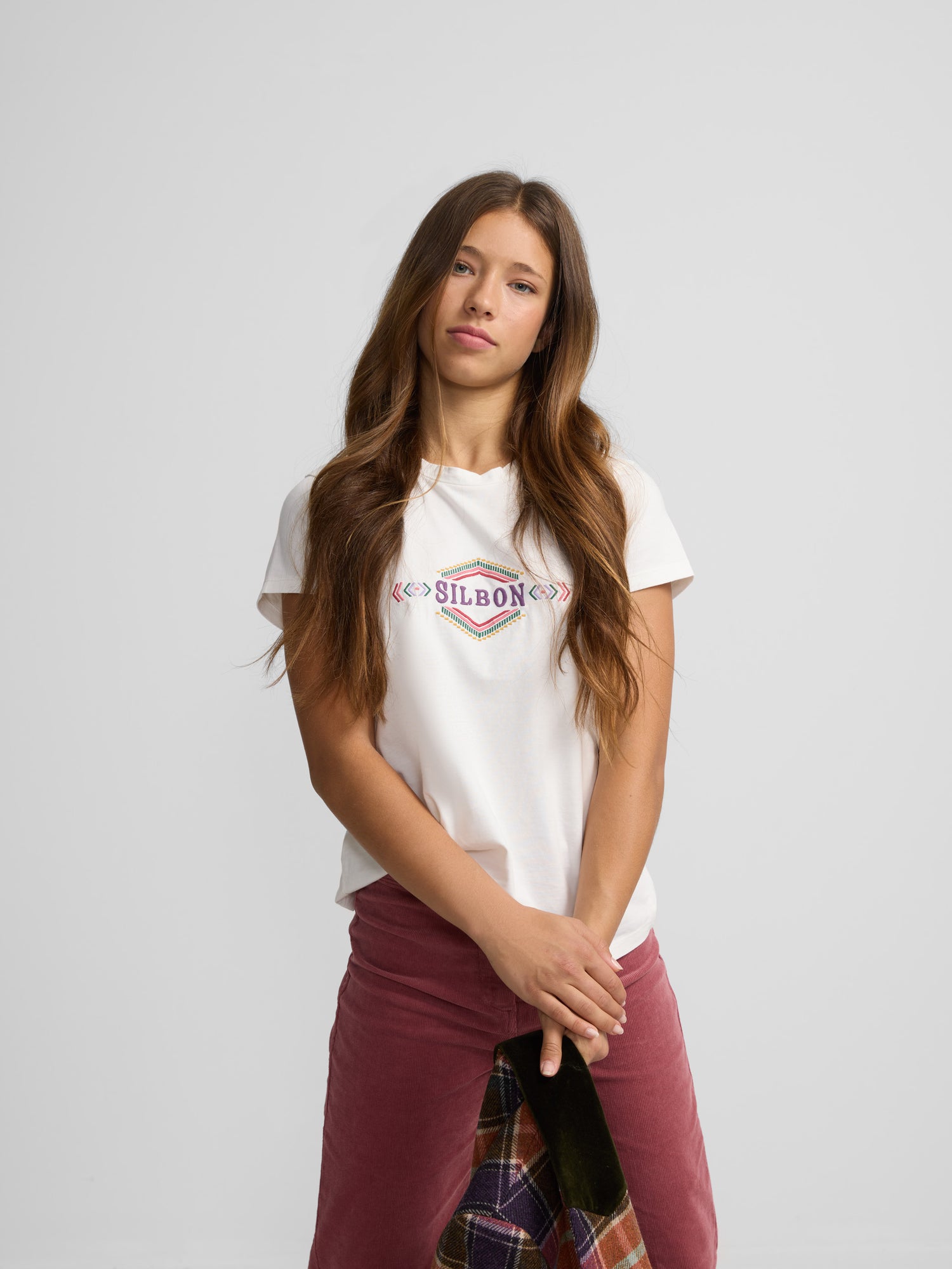 T-shirt femme blanc brodé silbon ethnique