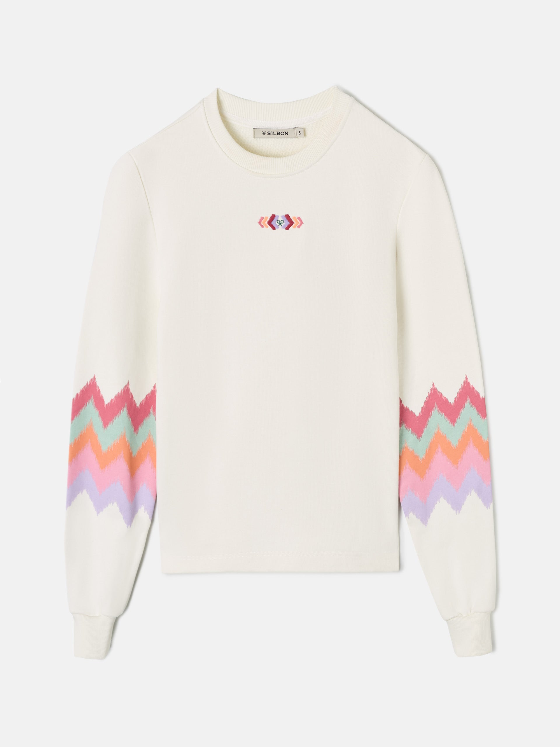 Women's sweatshirt with rose print sleeves