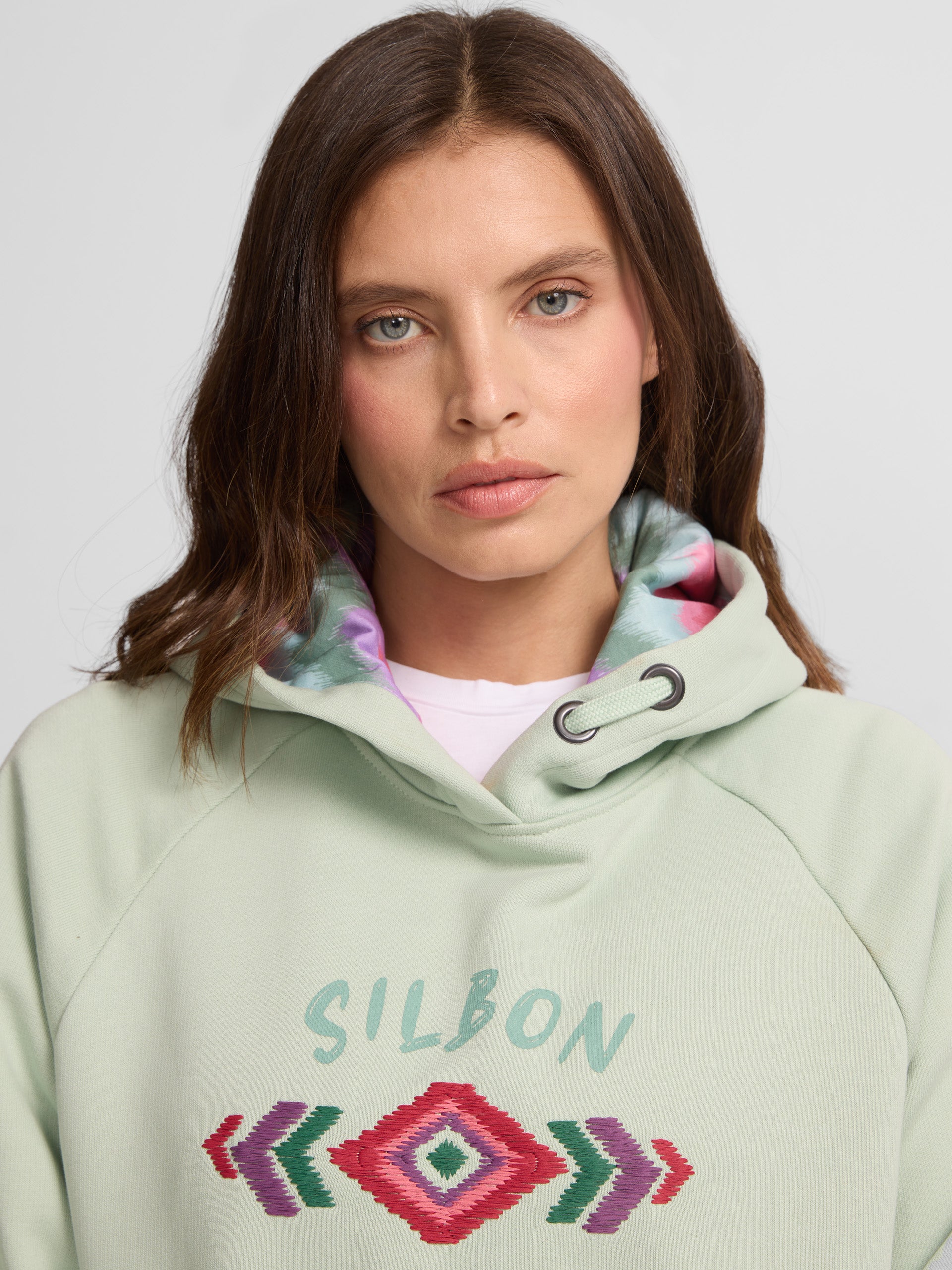 Sweat femme vert silbon ikat