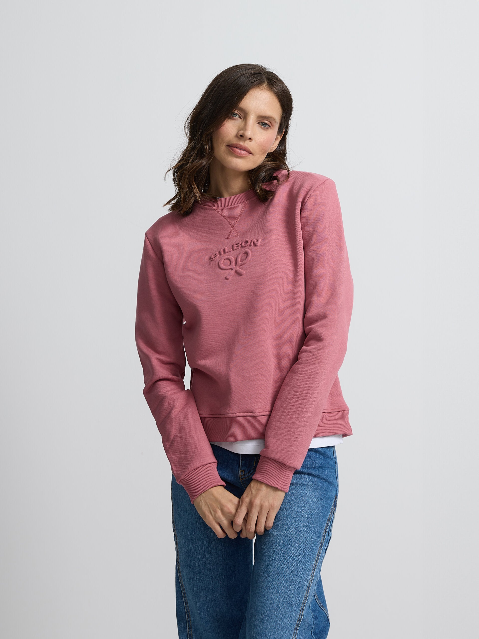 Sweat femme classique silbon rose