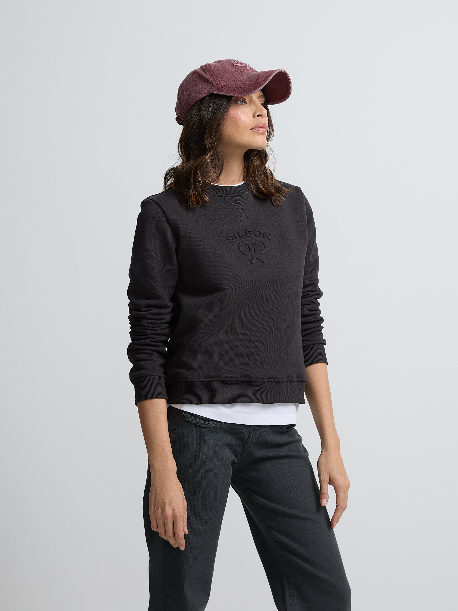 Sweat femme noir classique Silbon