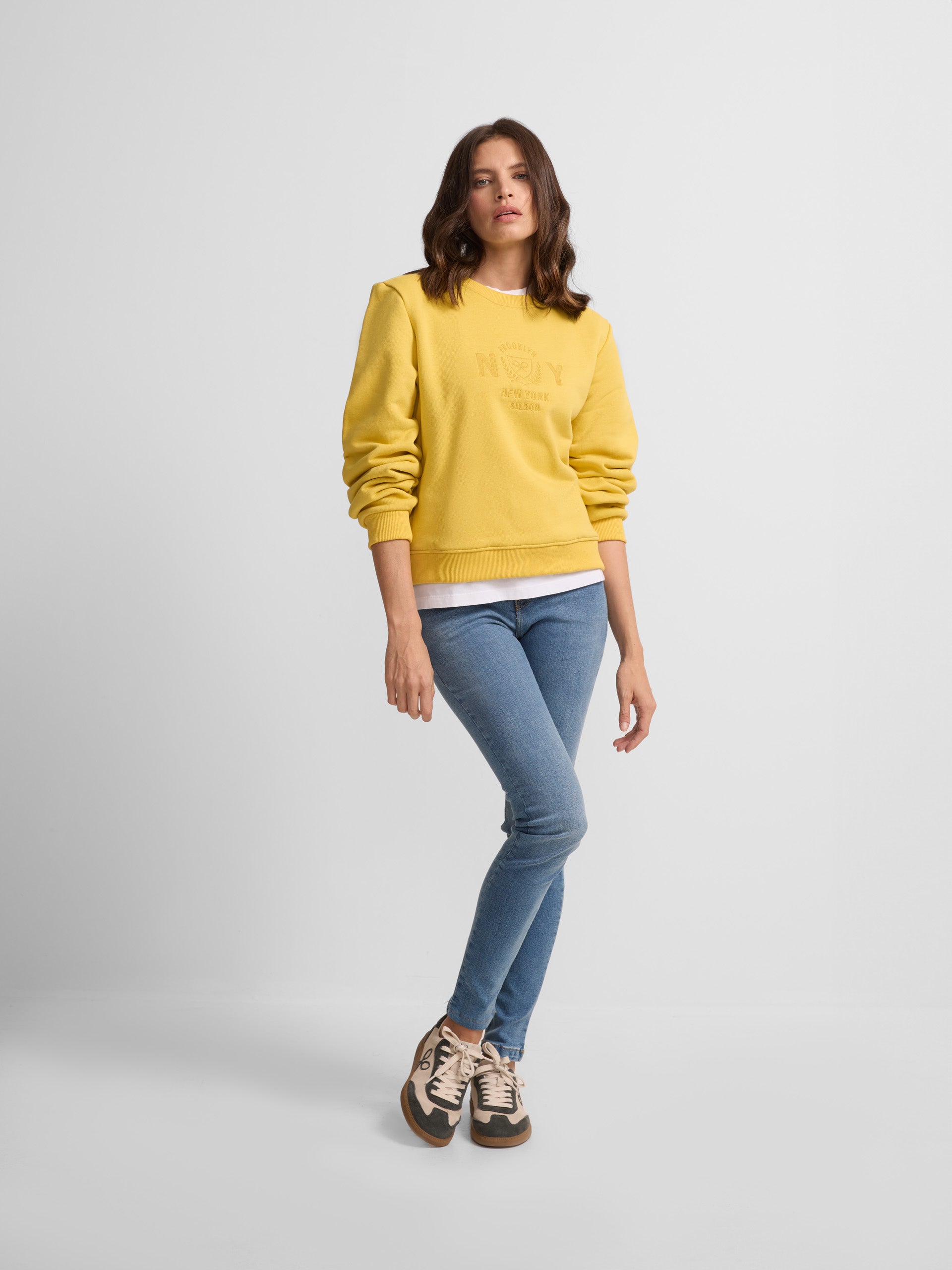 Sweat femme jaune bouclier silbon