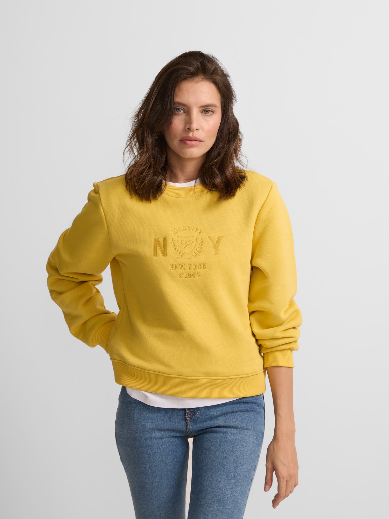 Sweat femme jaune bouclier silbon