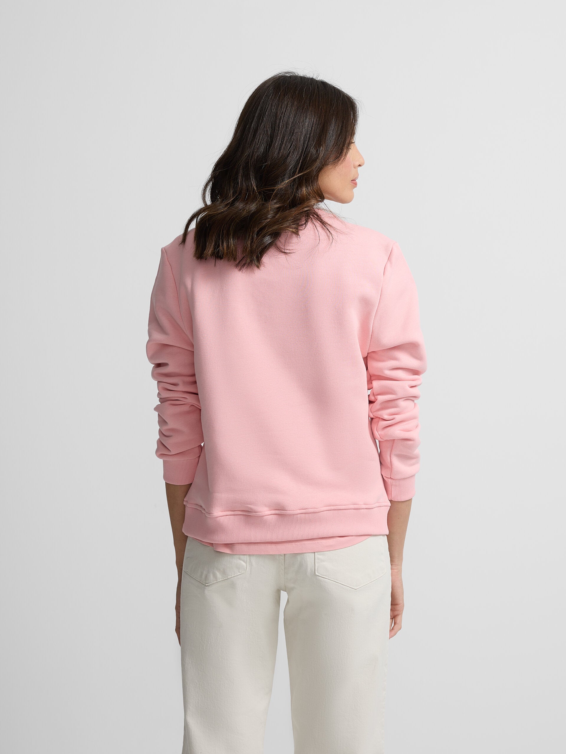 Sweat femme lettres argentées roses