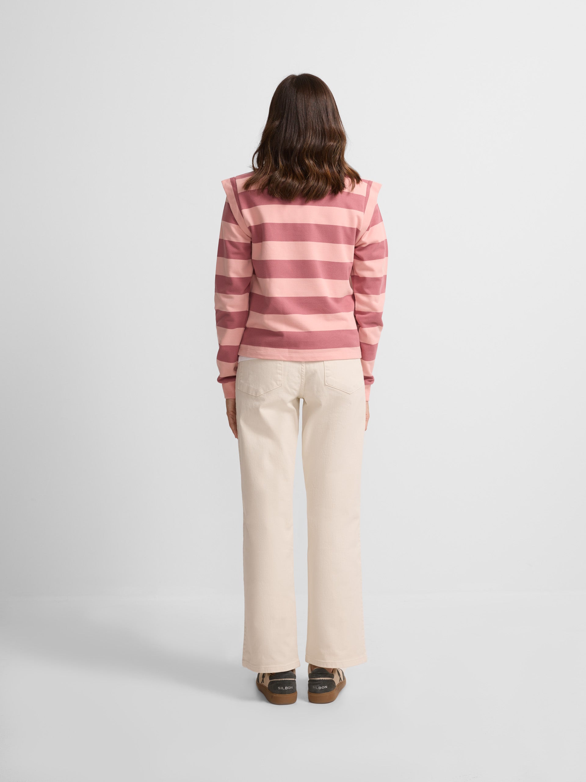 Women's sweatshirt with pink striped shoulder pads