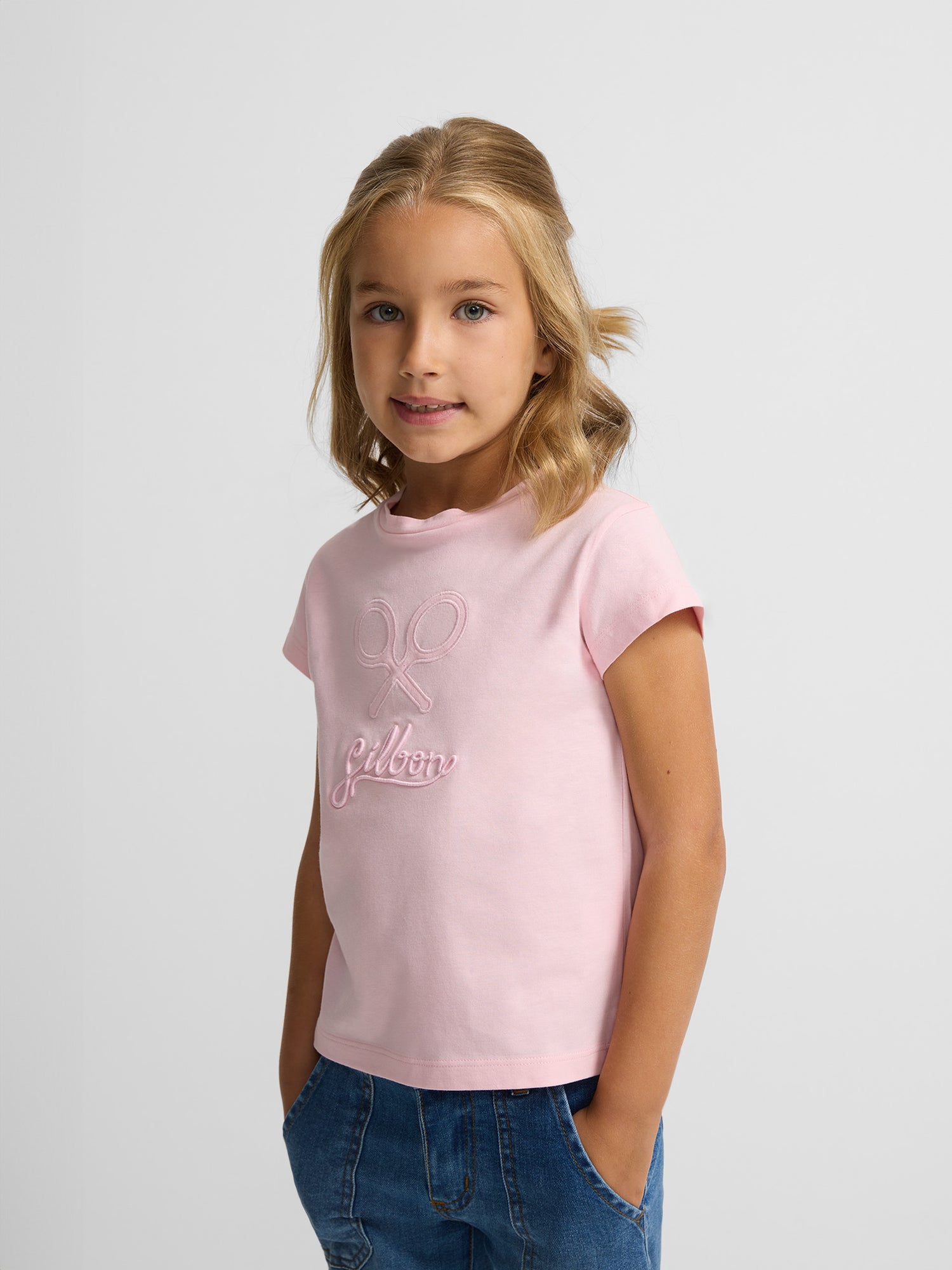 T-shirt fille rose pastel classique