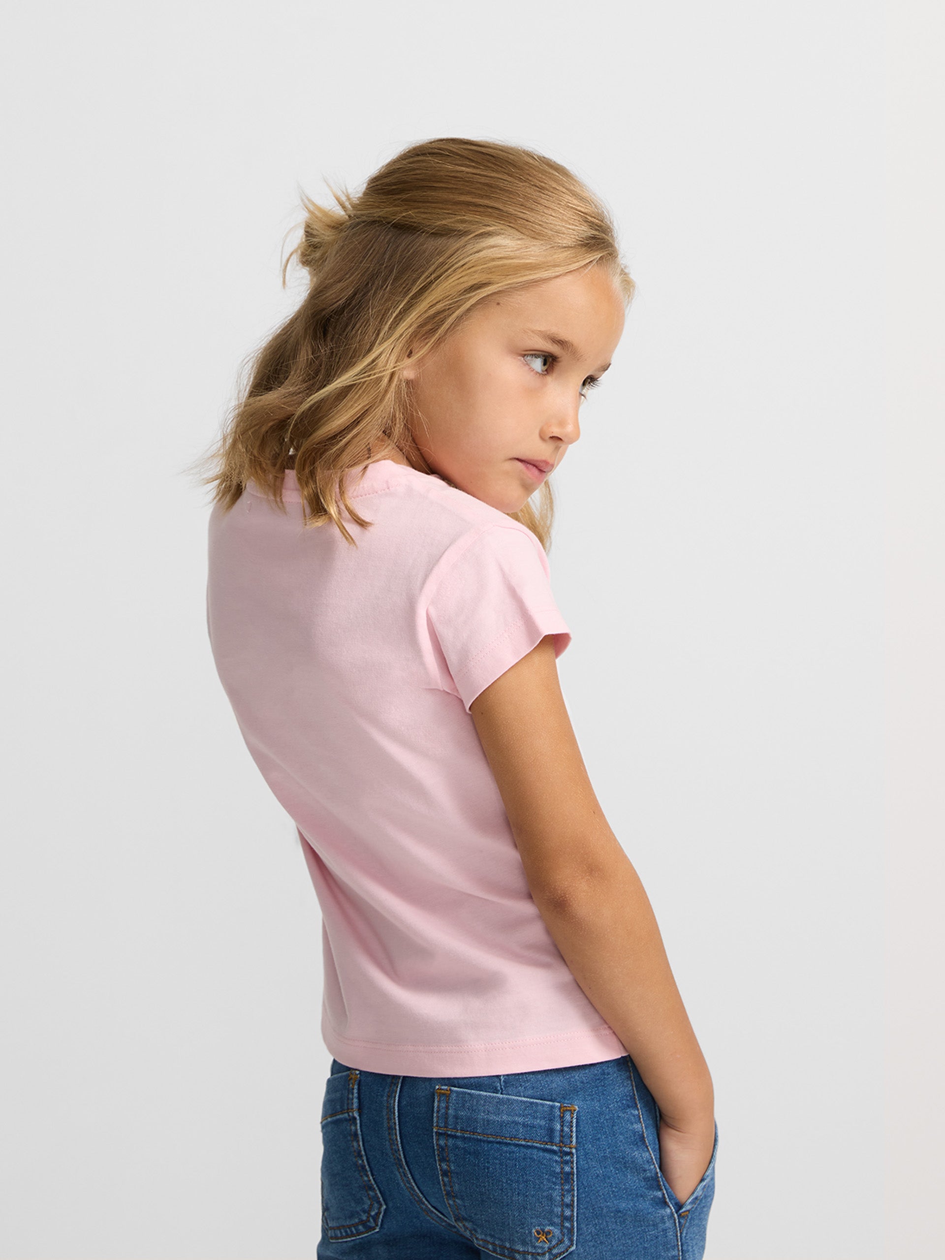 T-shirt fille rose pastel classique