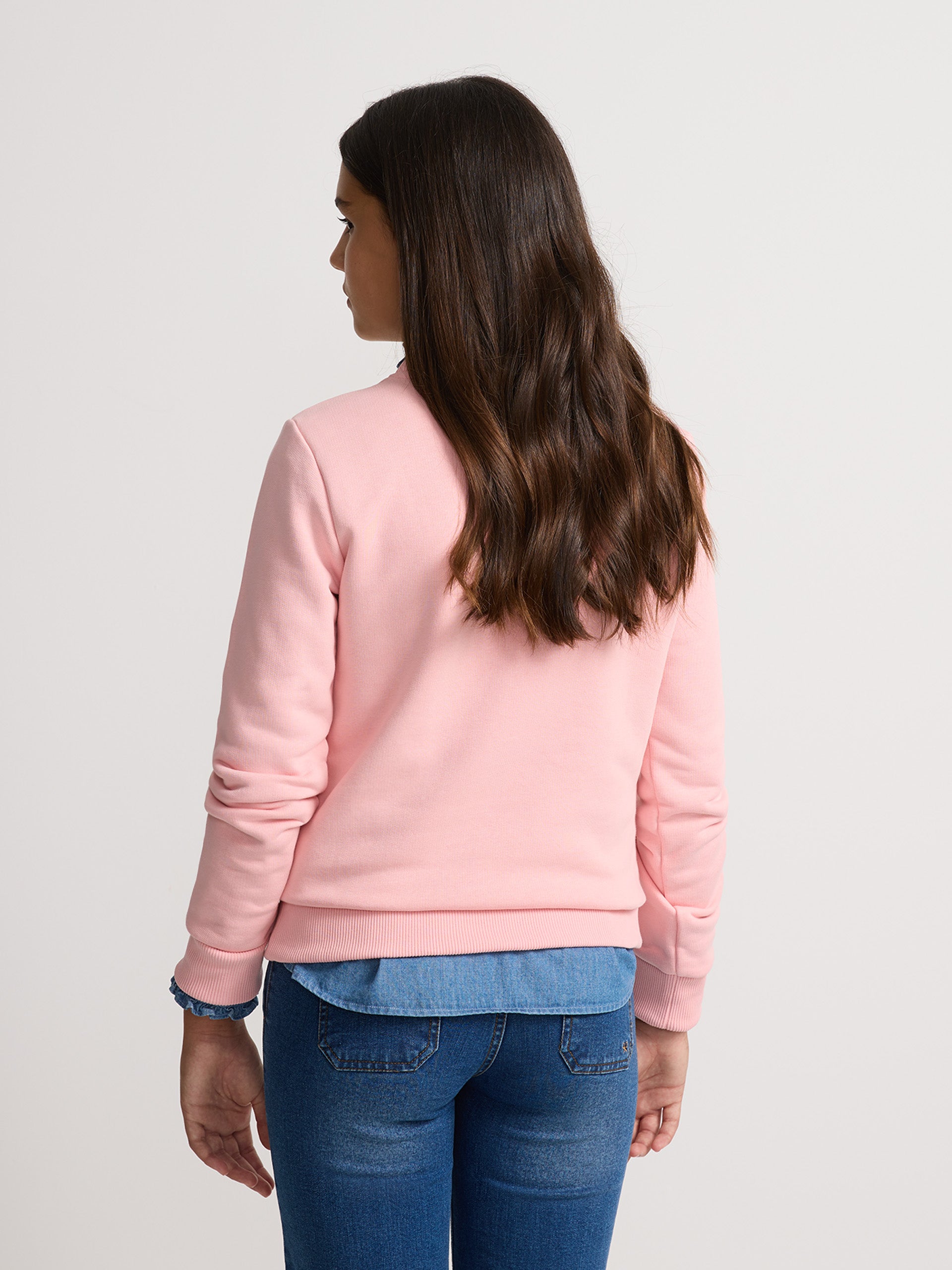 Girl's sweatshirt with pink whistle letters