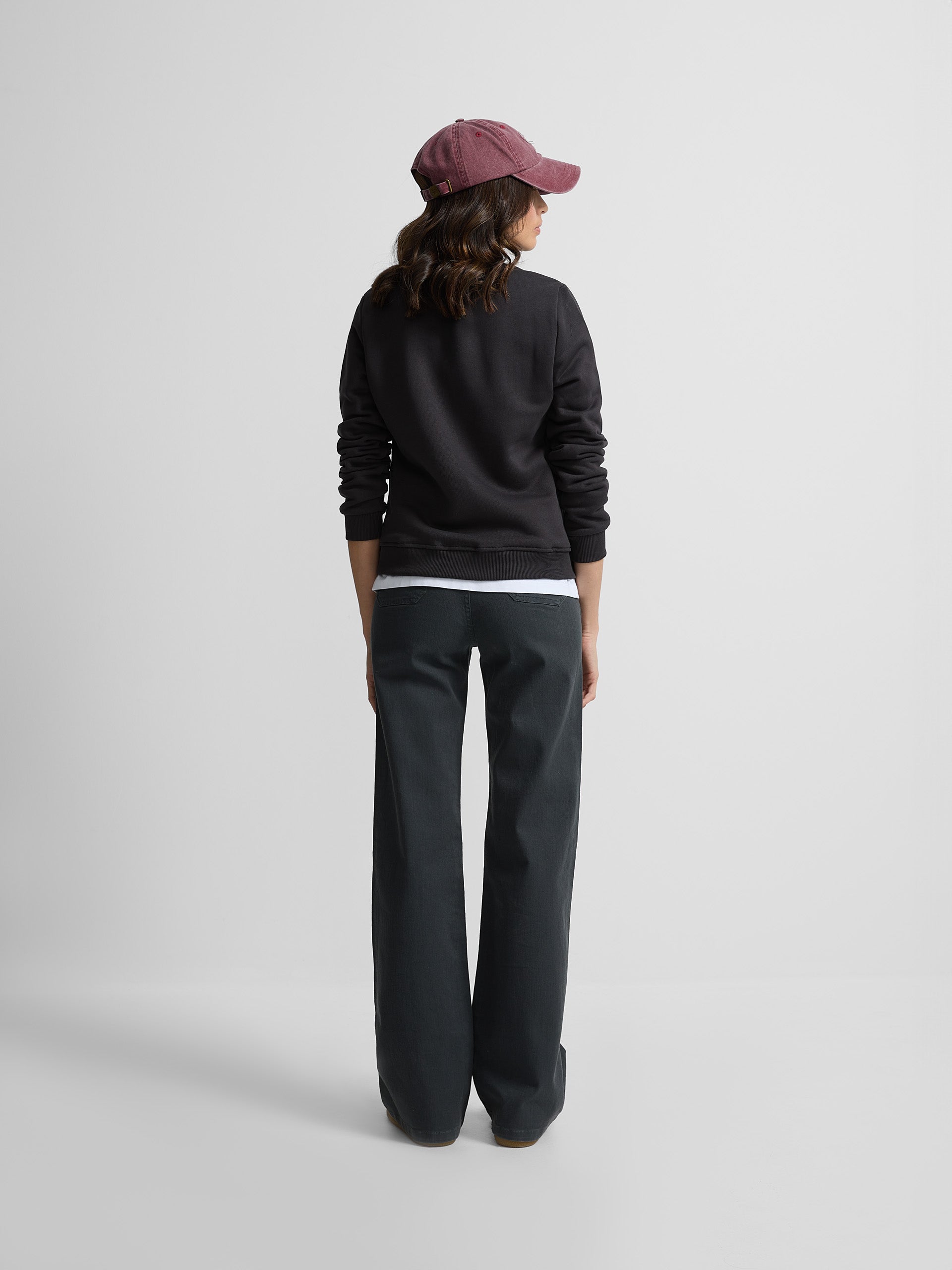 Pantalon flare detalle trenza gris