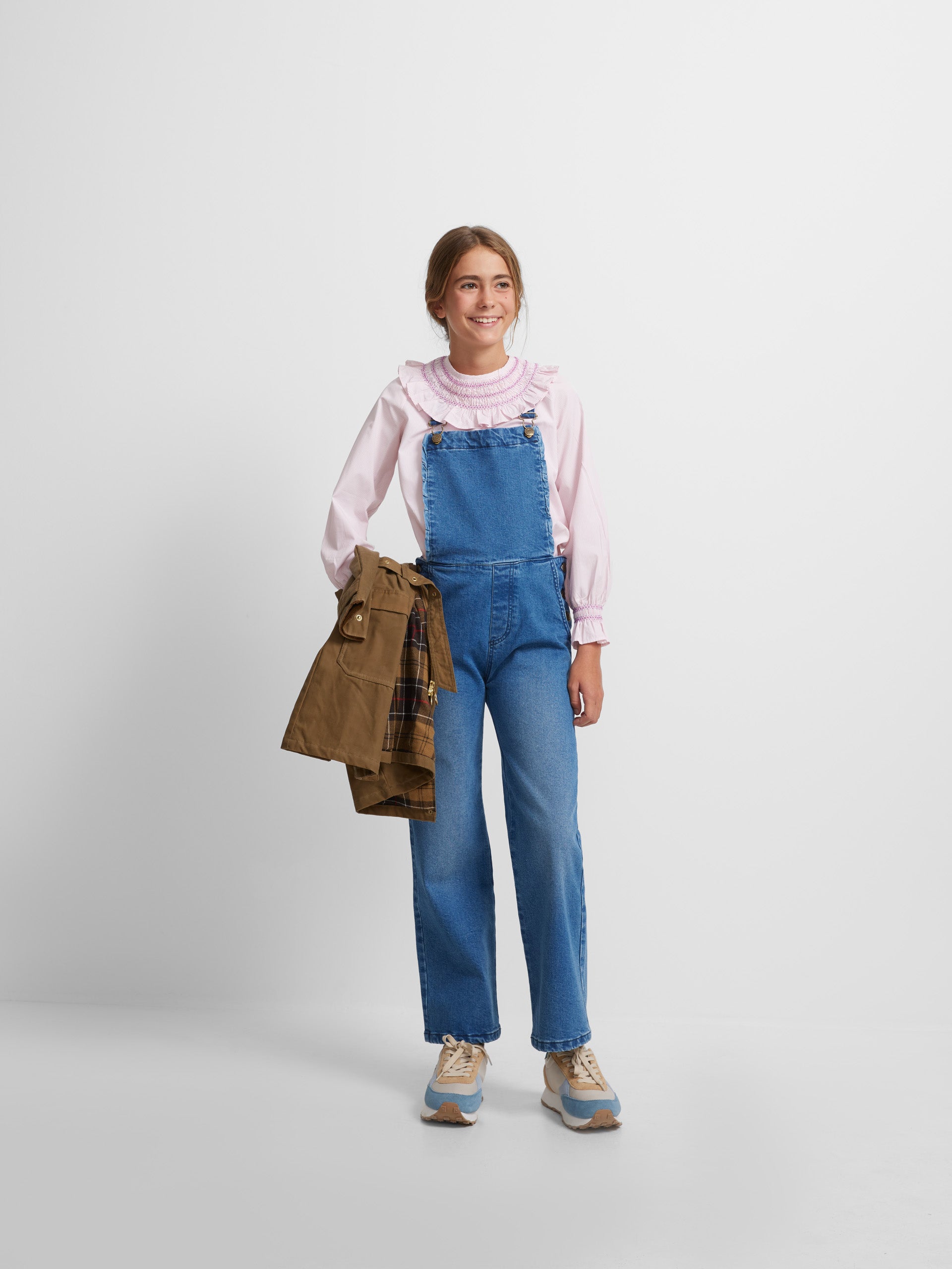 Blue denim girl overalls