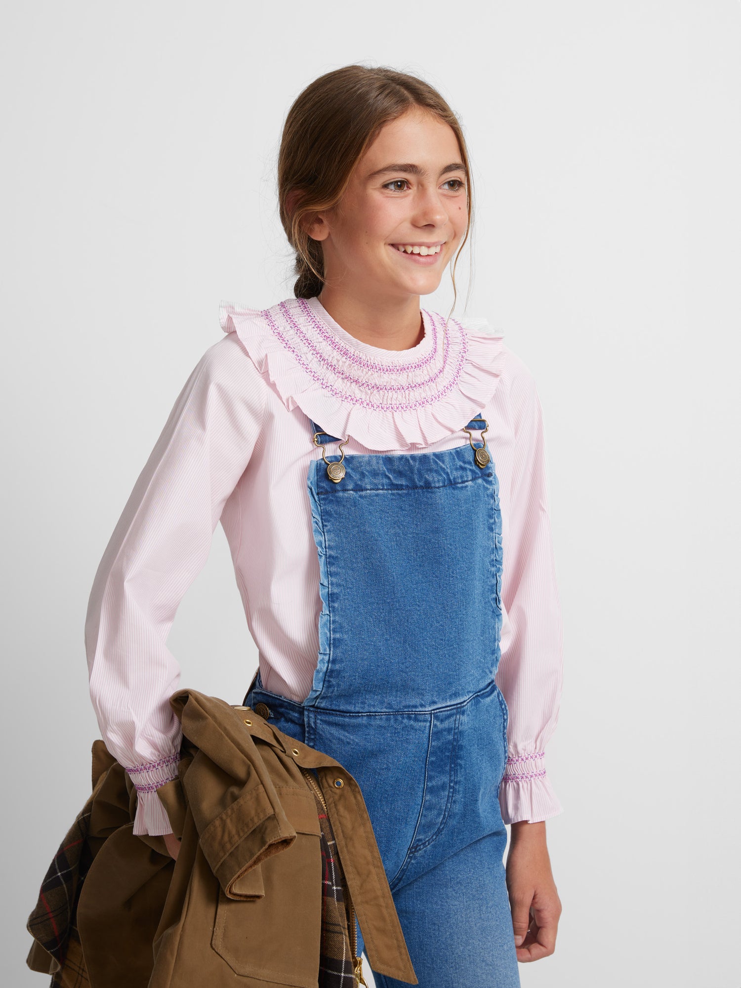 Blue denim girl overalls