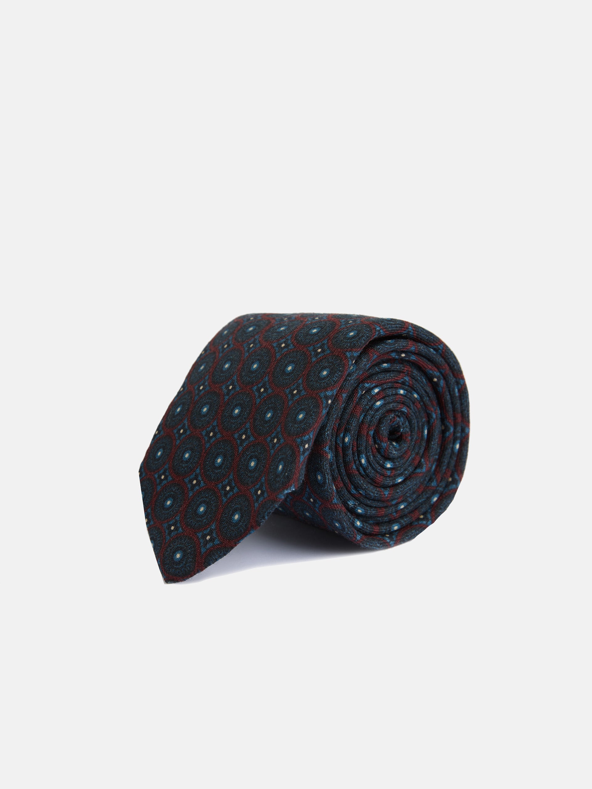 Burgundy circular geometric motif tie