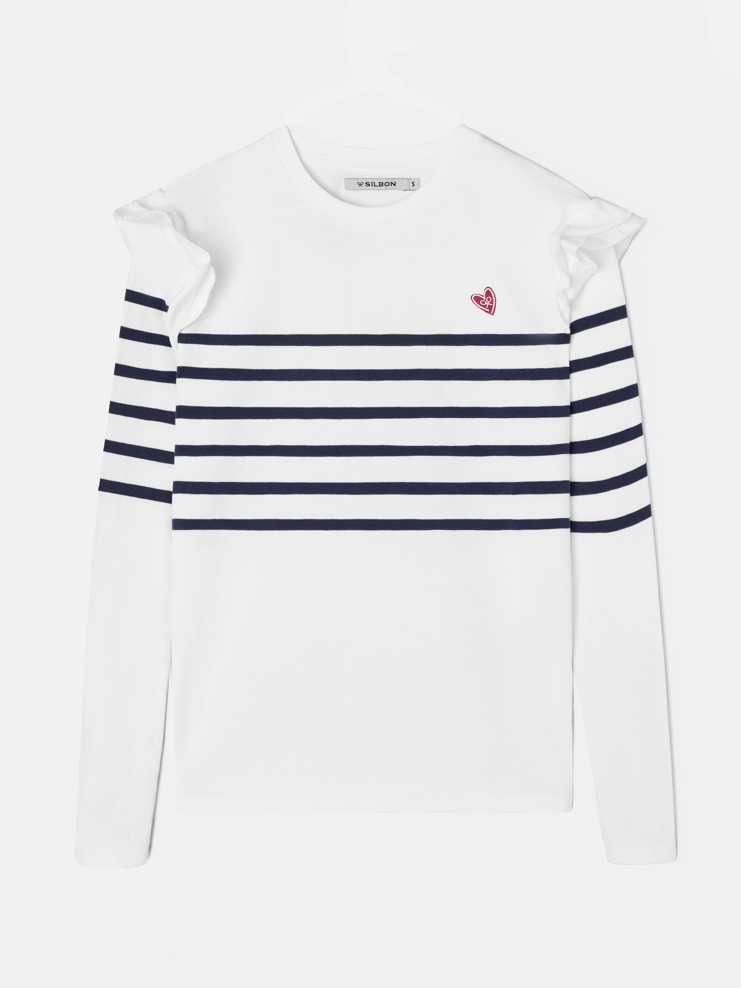 Navy blue and white striped women's t-shirt