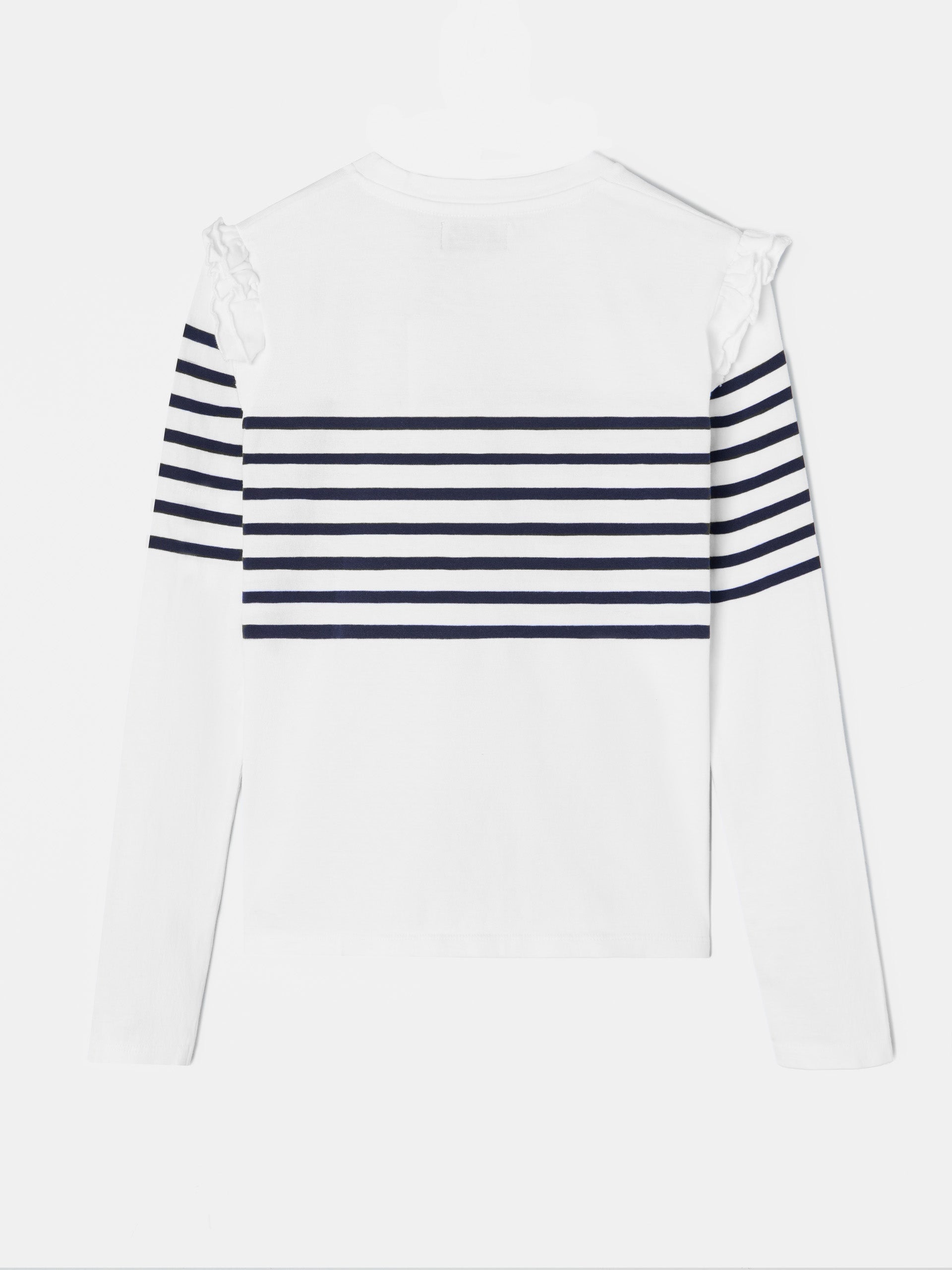 Navy blue and white striped women's t-shirt