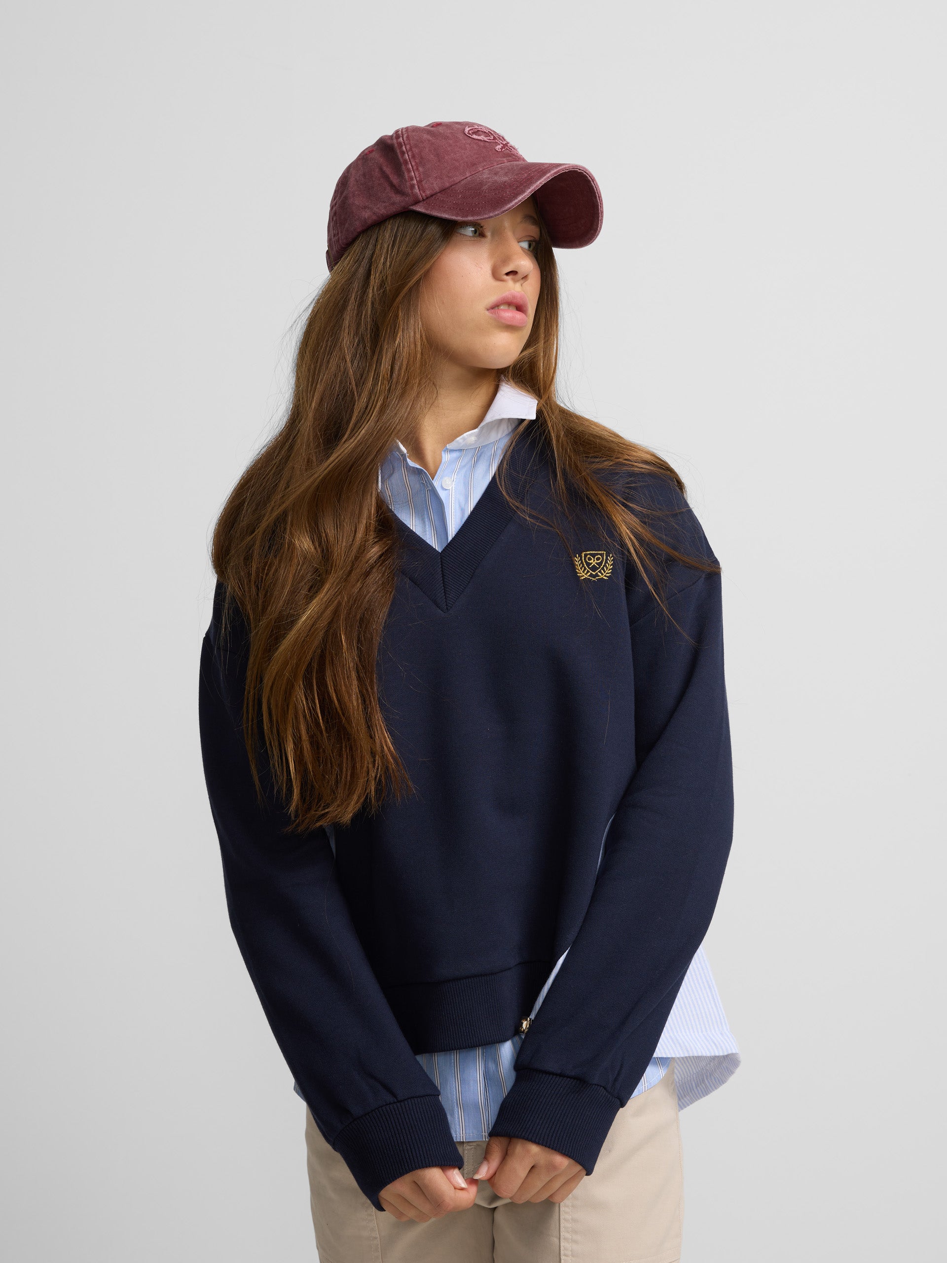 Navy blue combined women's sweatshirt