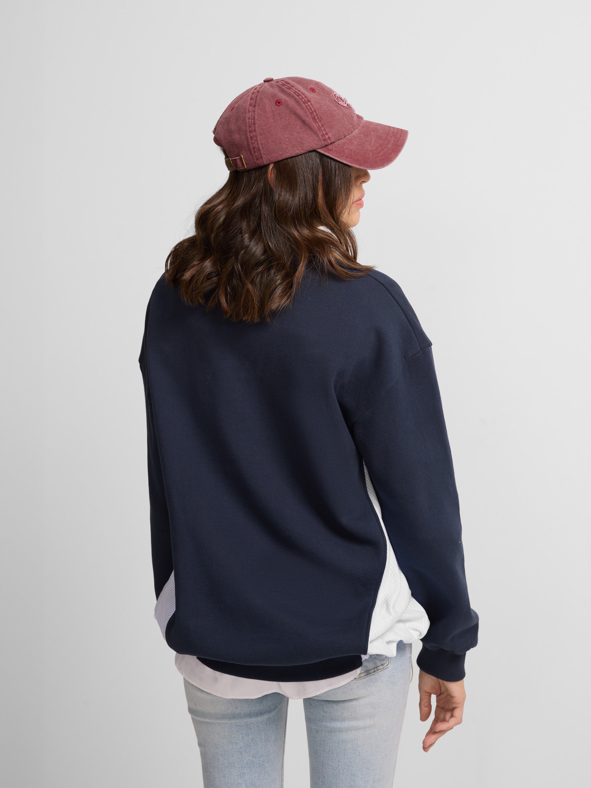 Navy blue combined women's sweatshirt