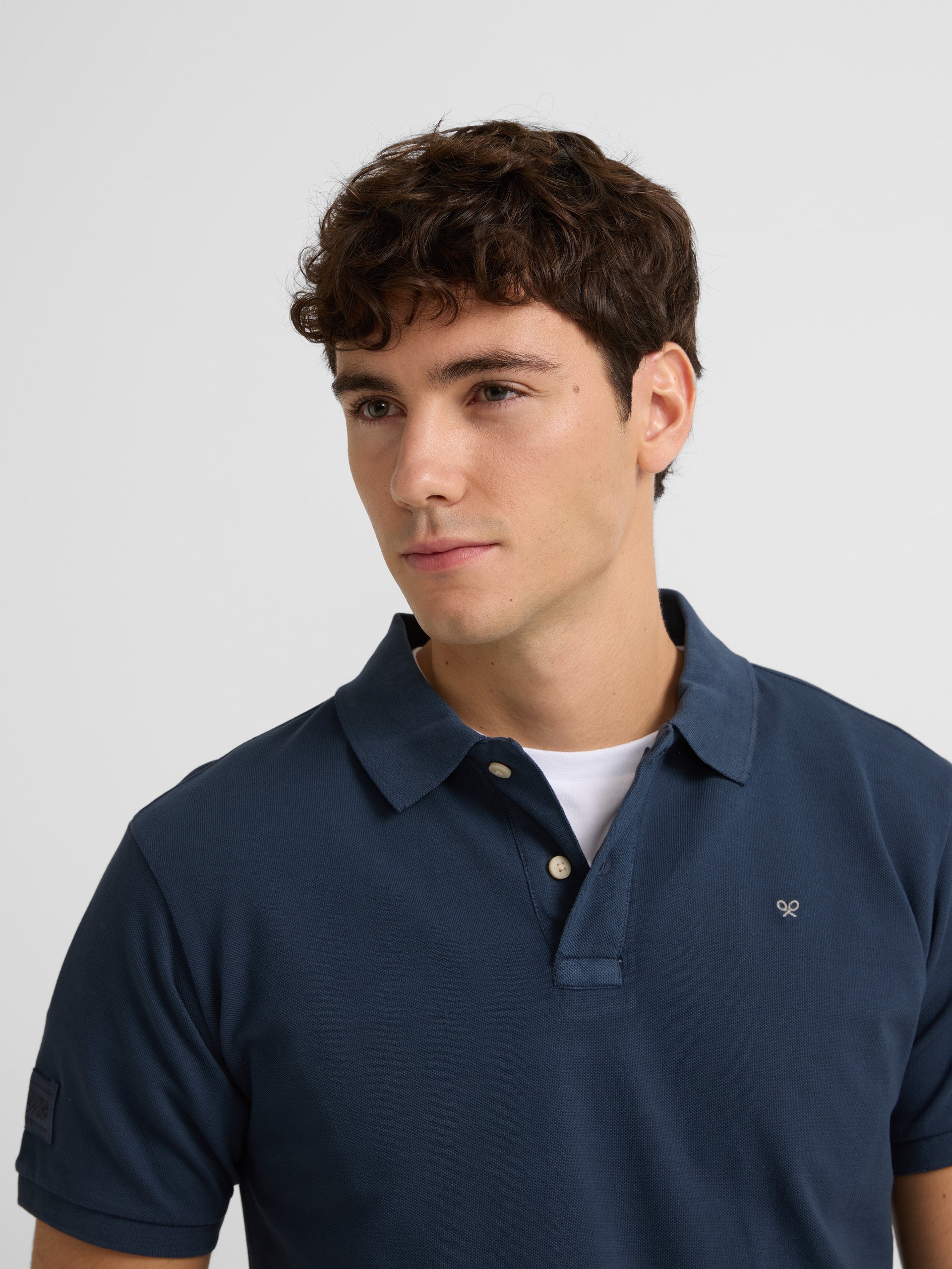 Polo délavé bleu marine