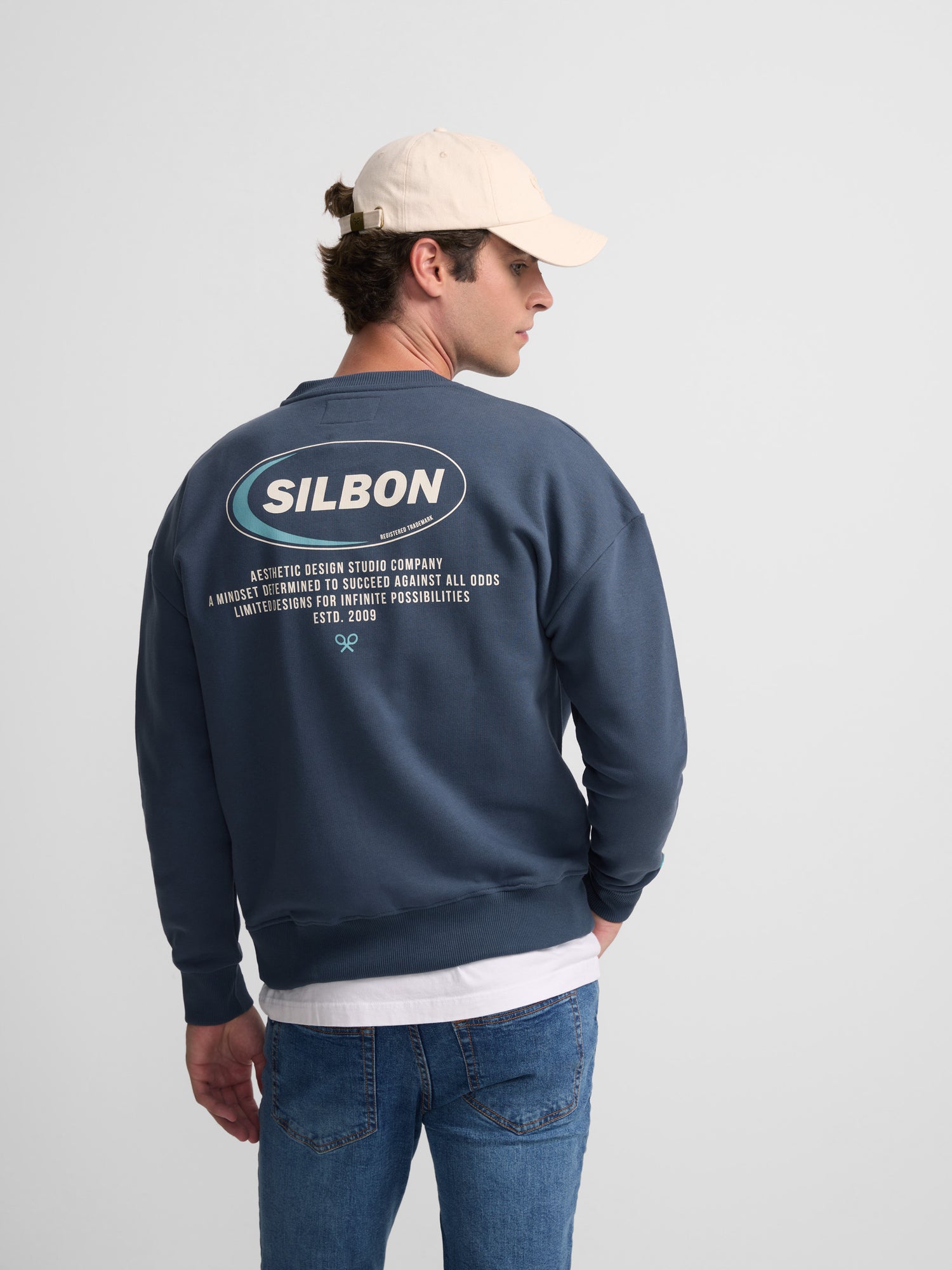 Navy blue silbon relaxed fit sweatshirt